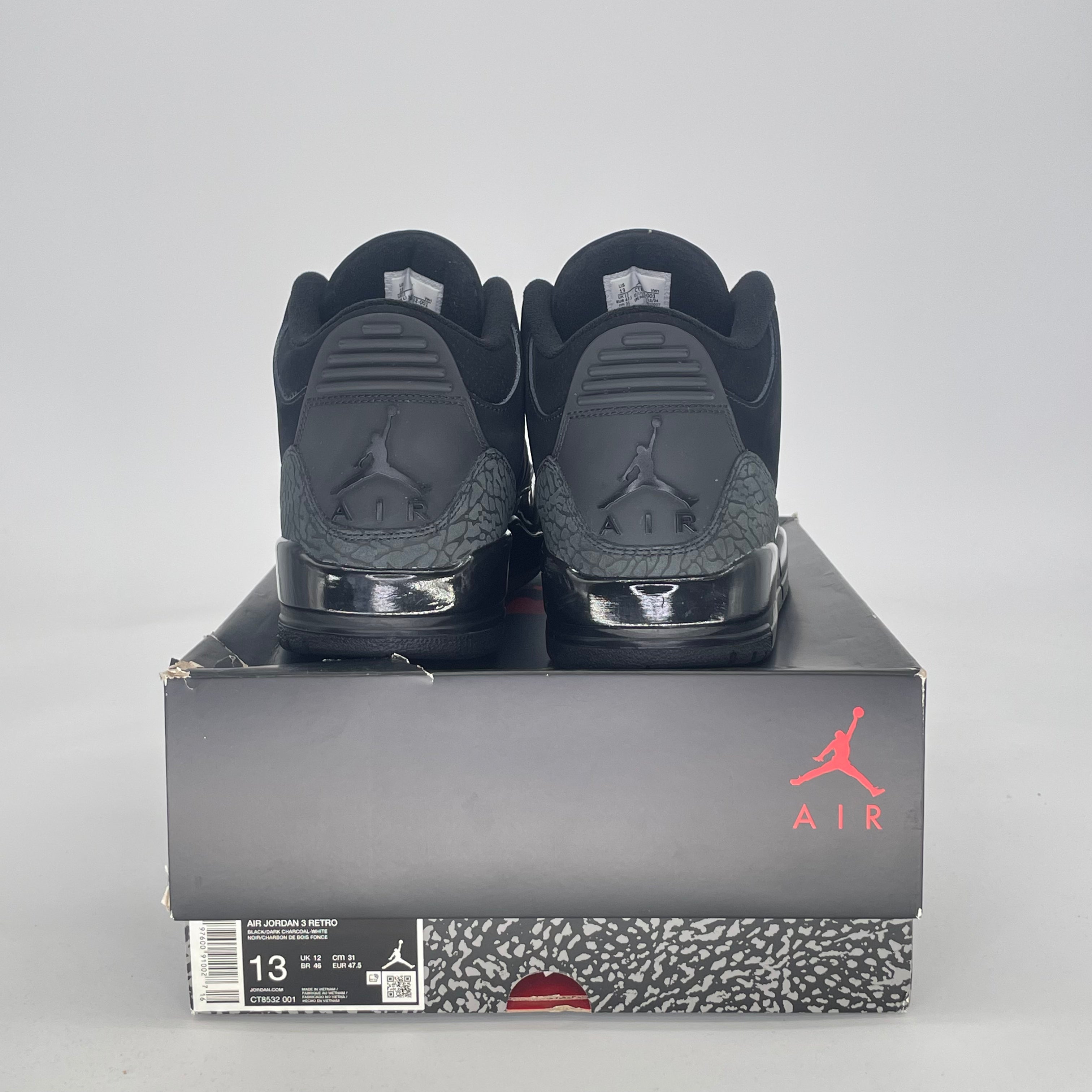 AIR JORDAN 3 BLACK CAT CT8532-001 SIZE 13/14.5W