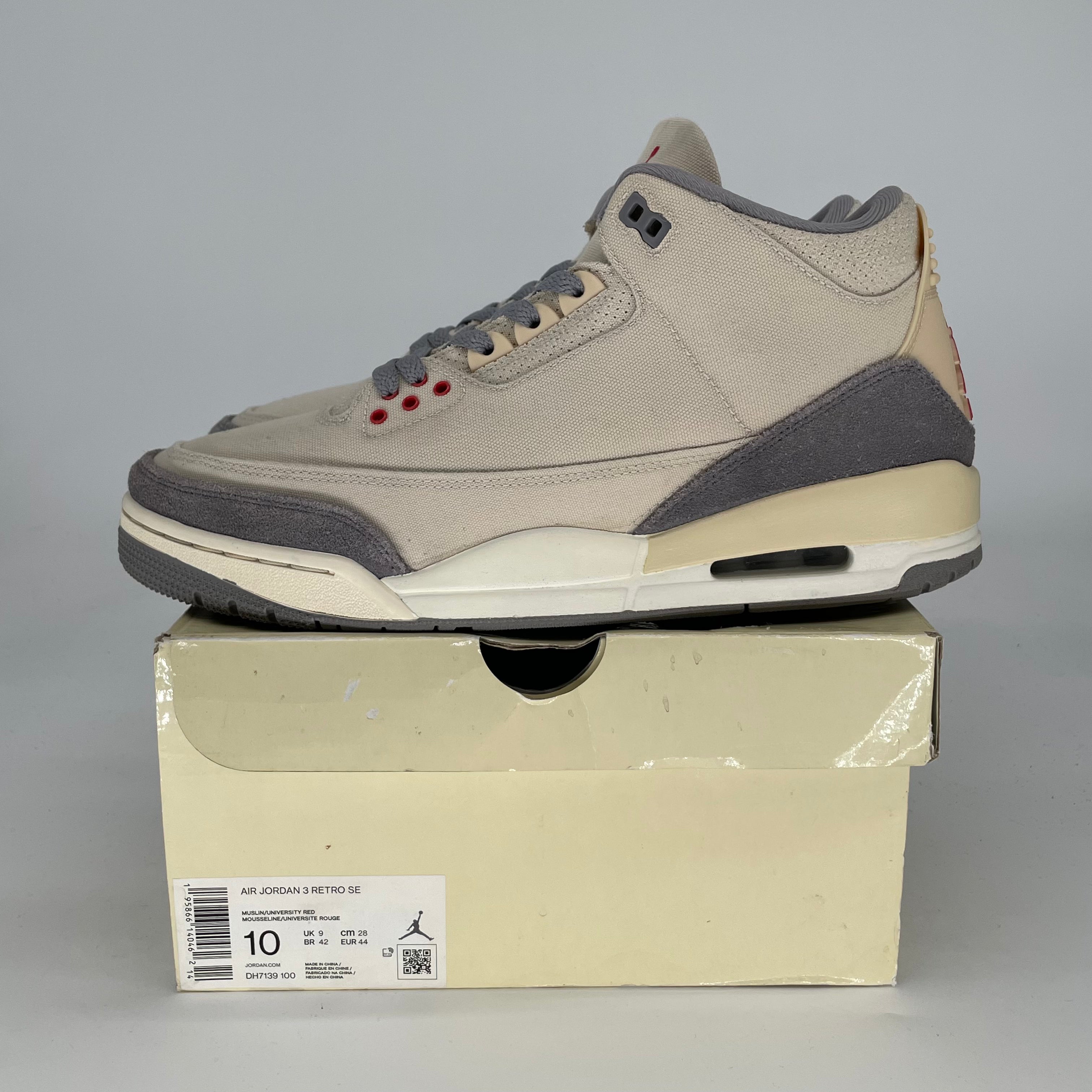 AIR JORDAN 3 MUSLIN DH7139-100 SIZE 10/11.5W