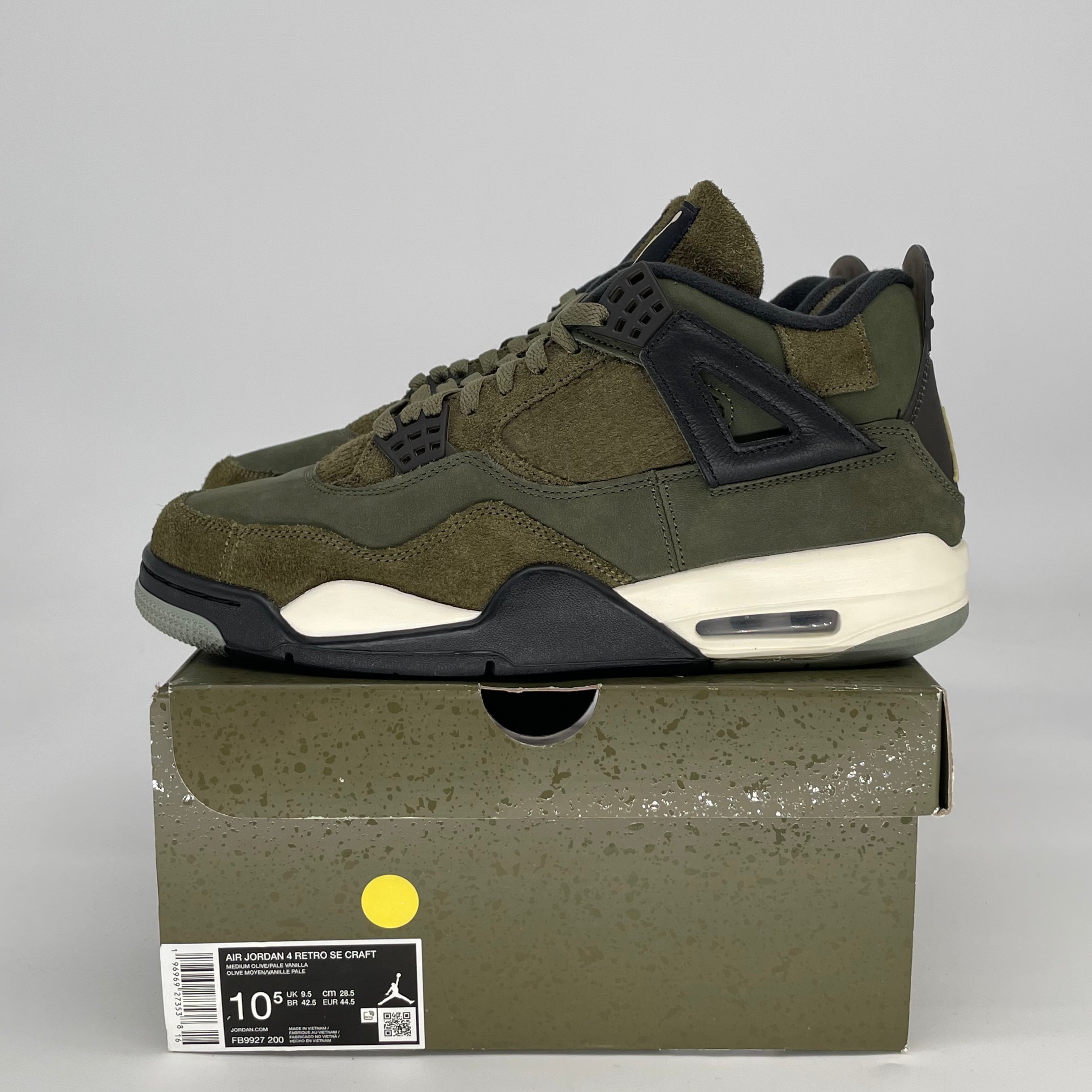 AIR JORDAN 4 CRAFT MEDIUM OLIVE FB9927-200 SIZE 10.5/12W
