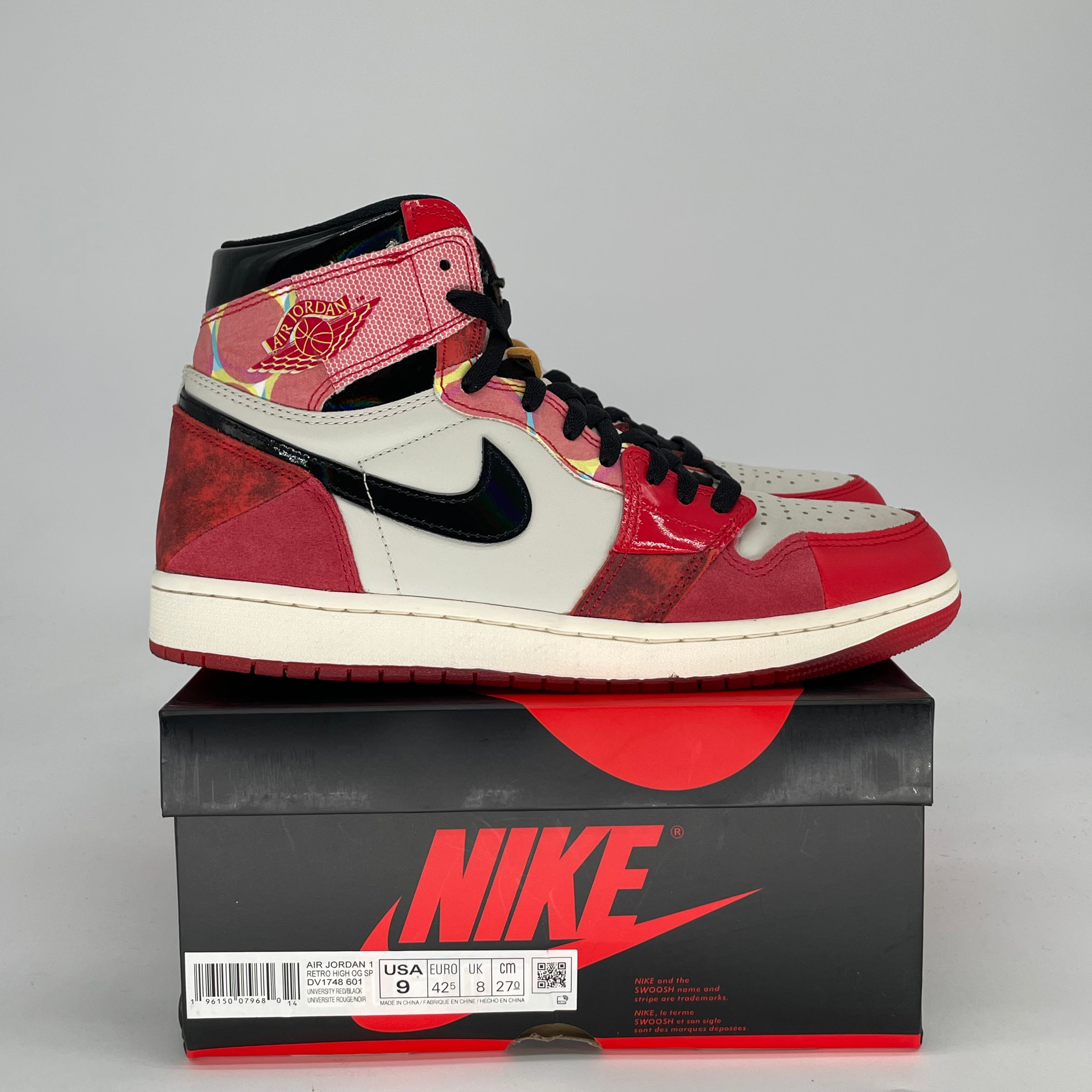 AIR JORDAN 1 SPIDERMAN ACROSS THE SPIDER-VERSE DV1748-601 SIZE 9/10.5W