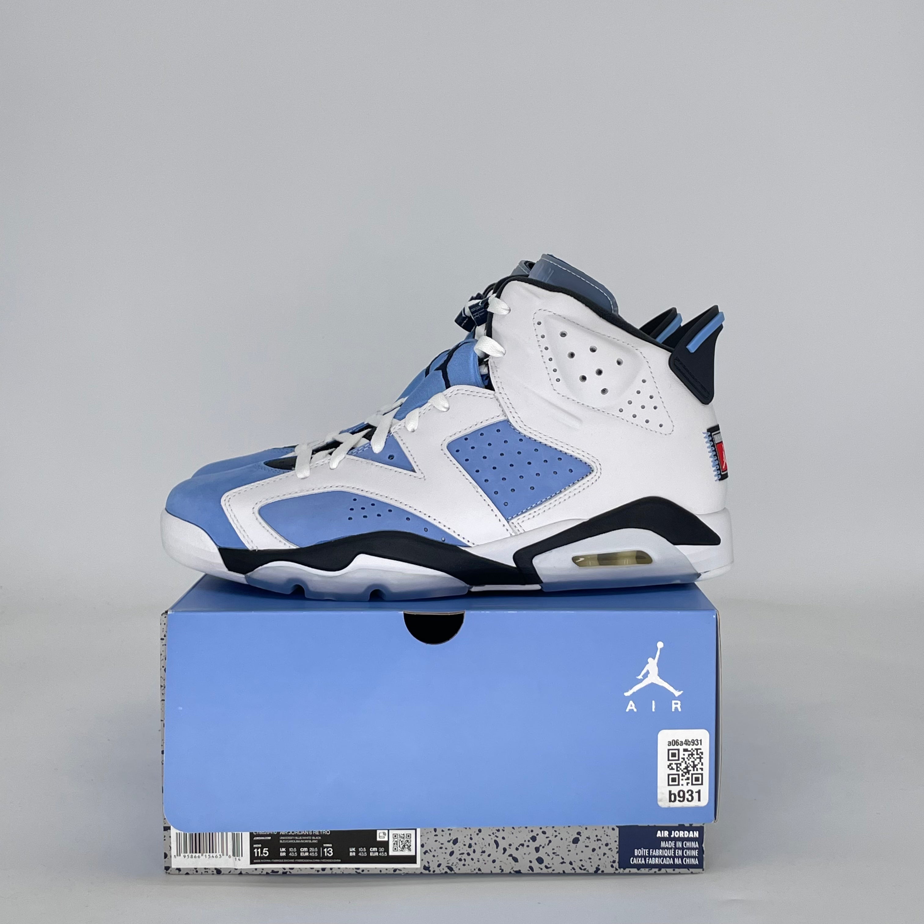 AIR JORDAN 6 UNC WHITE CT8529-410 SIZE 11.5/13W