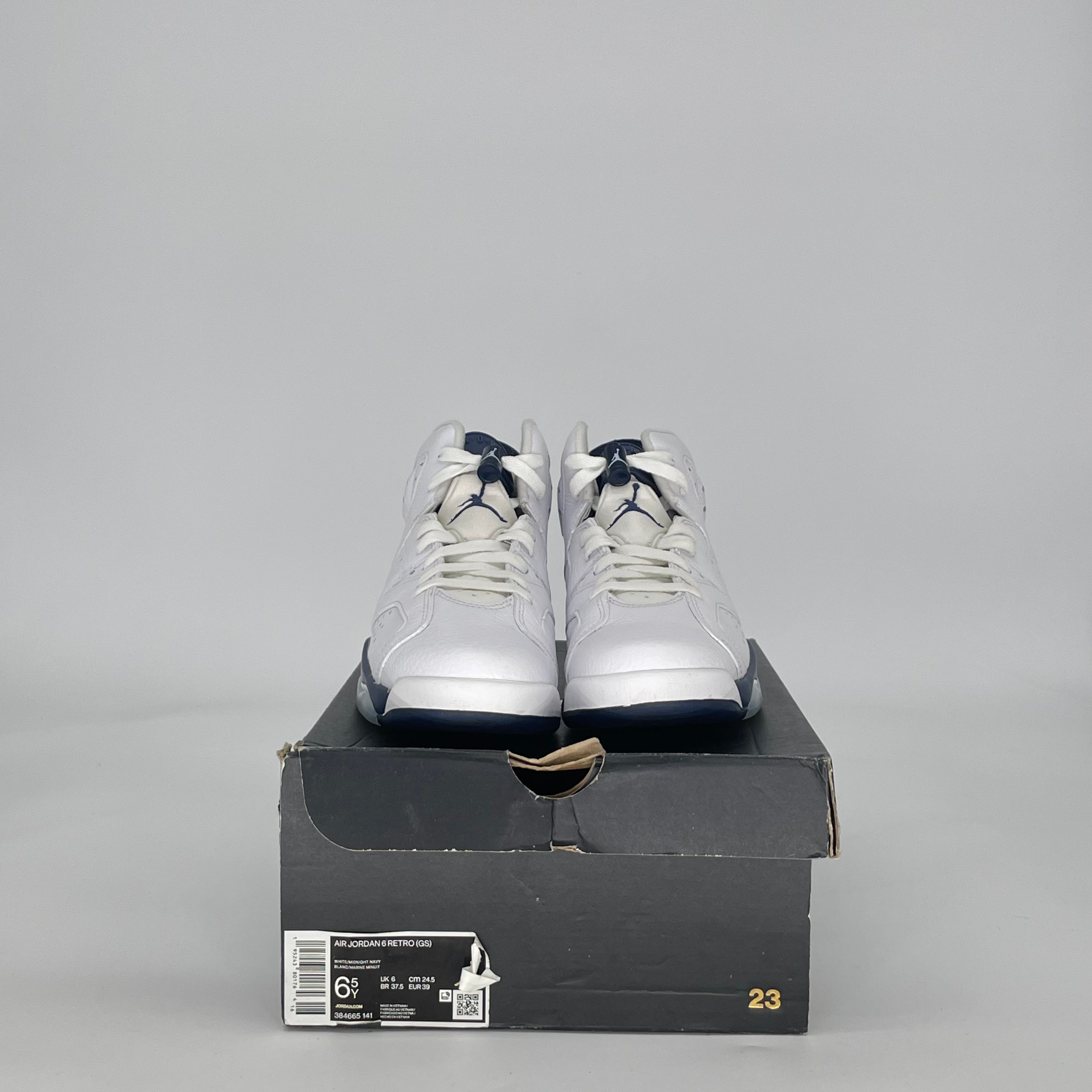 AIR JORDAN 6 MIDNIGHT NAVY (2022) 384665-141 SIZE 6.5/8W GS