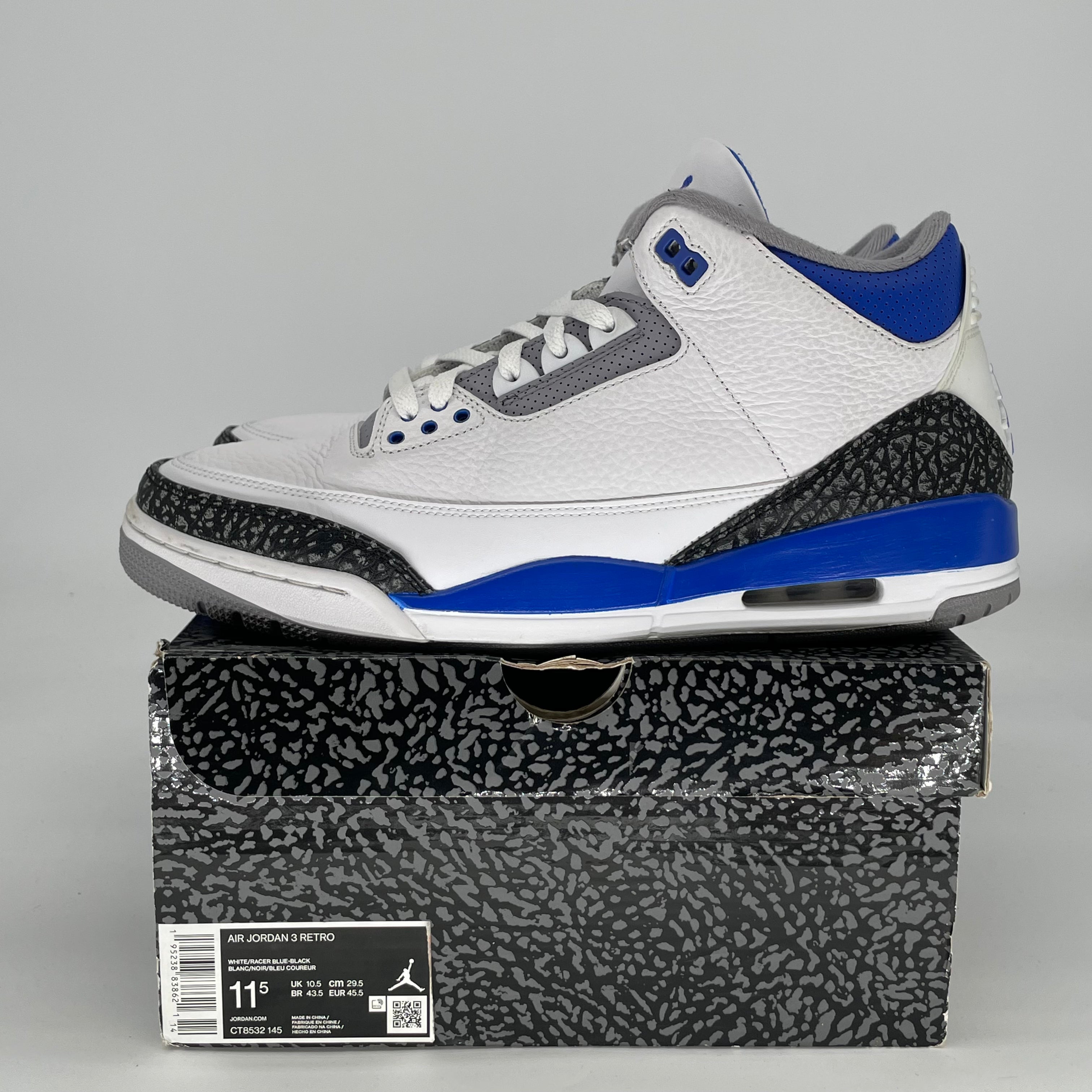 AIR JORDAN 3 RACER BLUE CT8532-145 SIZE 11.5/13W