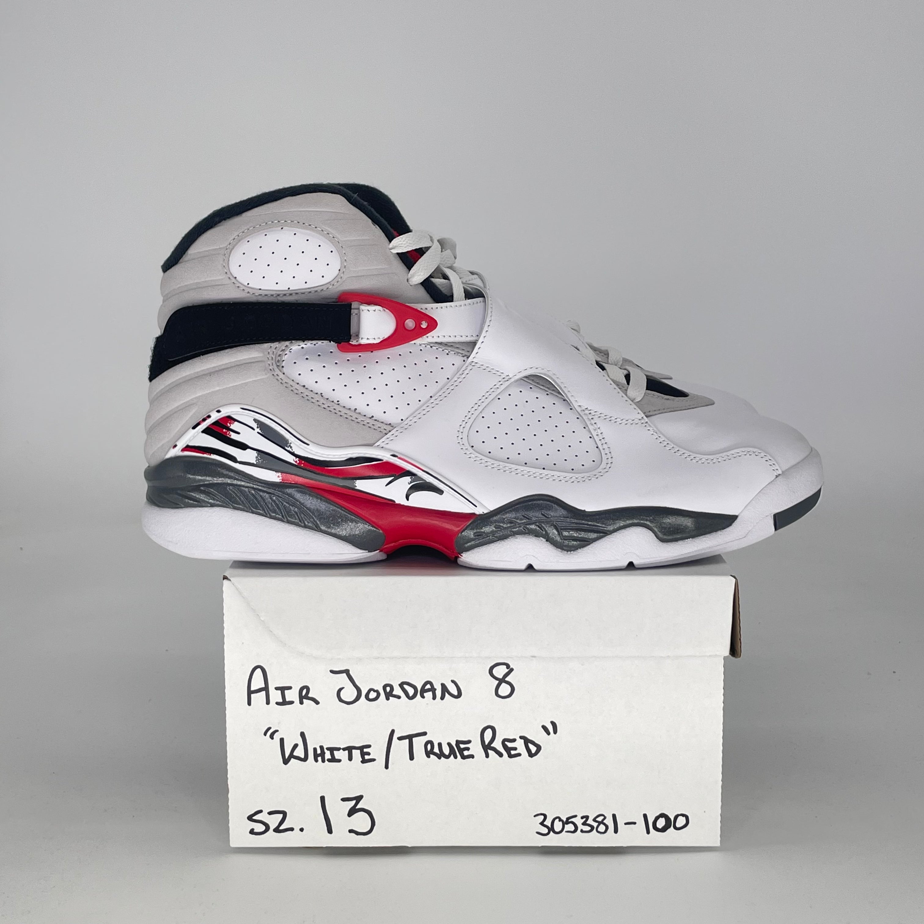 AIR JORDAN 8 WHITE TRUE RED 305381-100 SIZE 13/14.5W