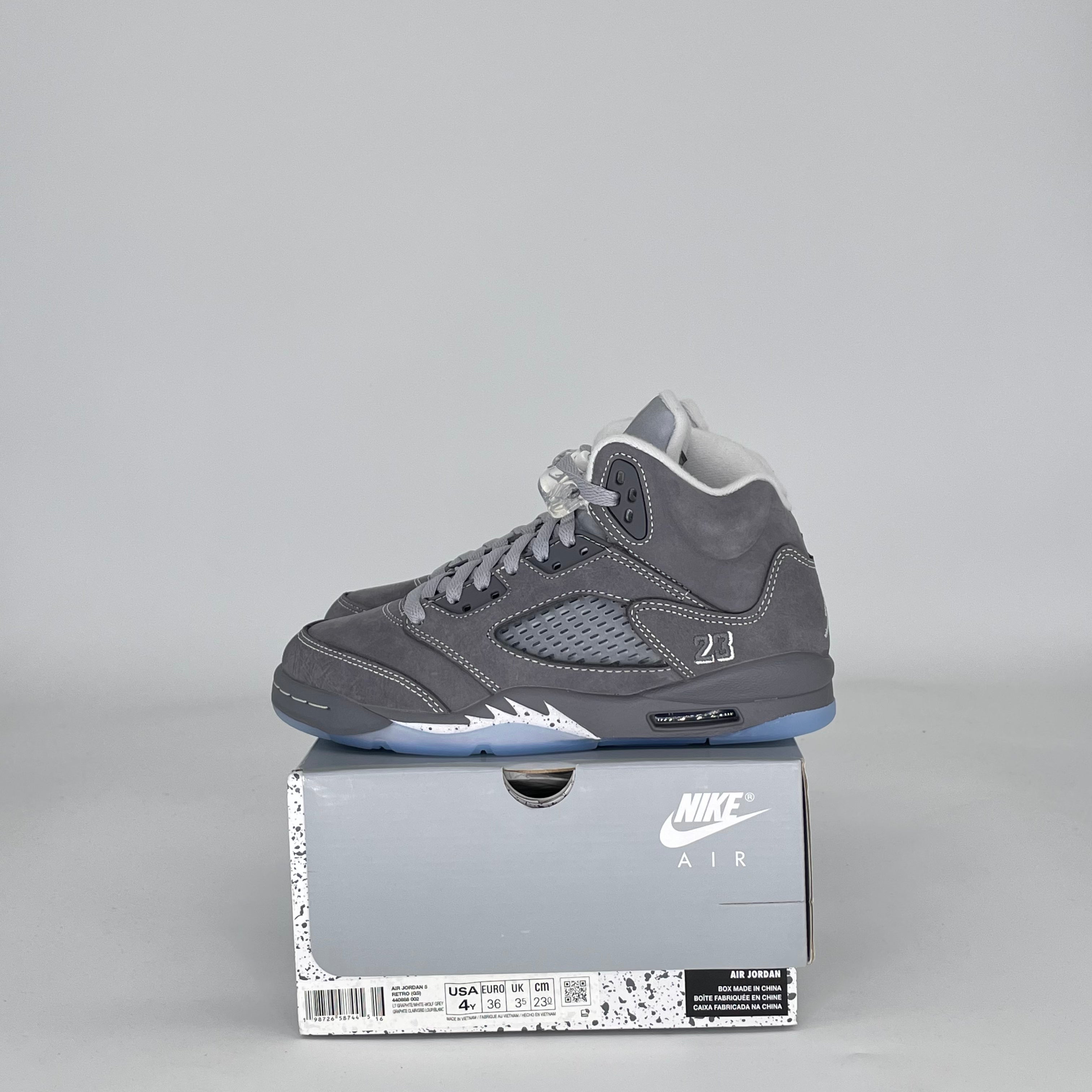 AIR JORDAN 5 WOLF GREY 440888-002 SZ4/5.5W GS