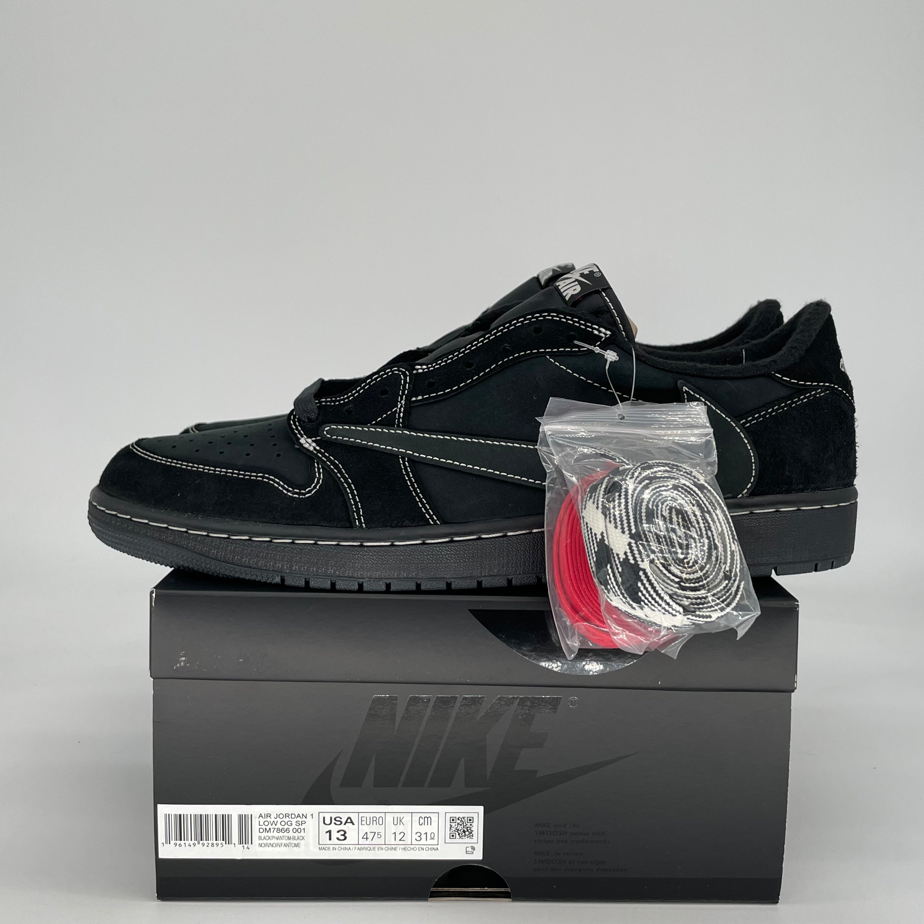 TRAVIS SCOTT X AIR JORDAN 1 LOW BLACK PHANTOM DM7866-001 SIZE 13/14.5W