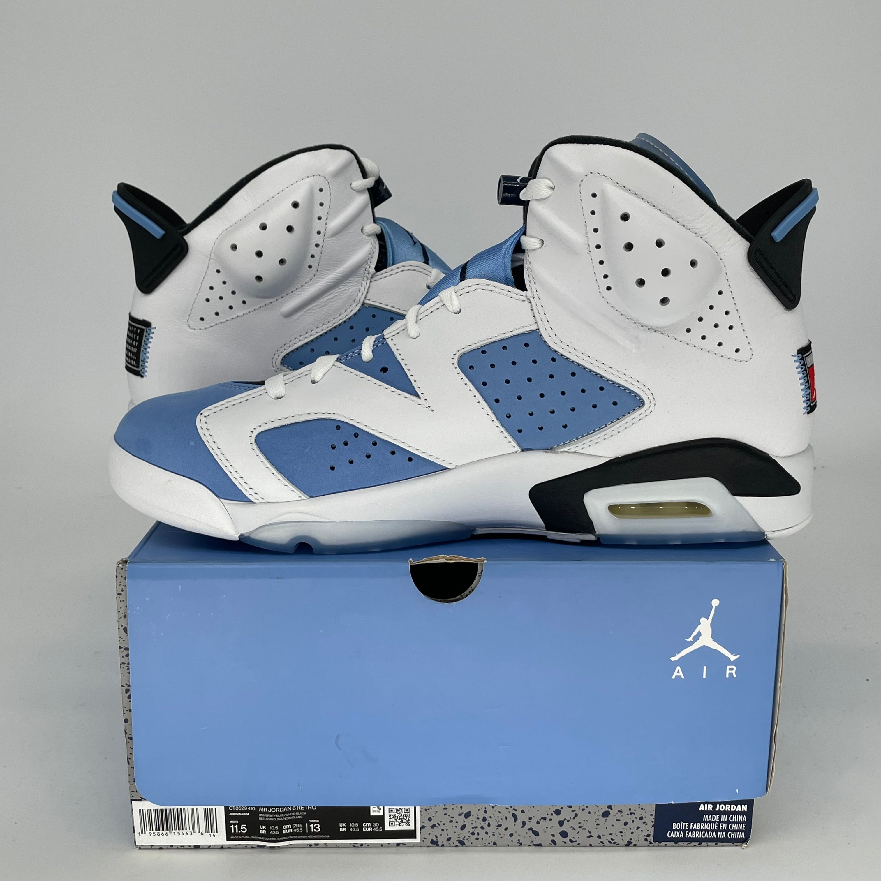 AIR JORDAN 6 UNC WHITE SIZE 11.5 CT8529-410