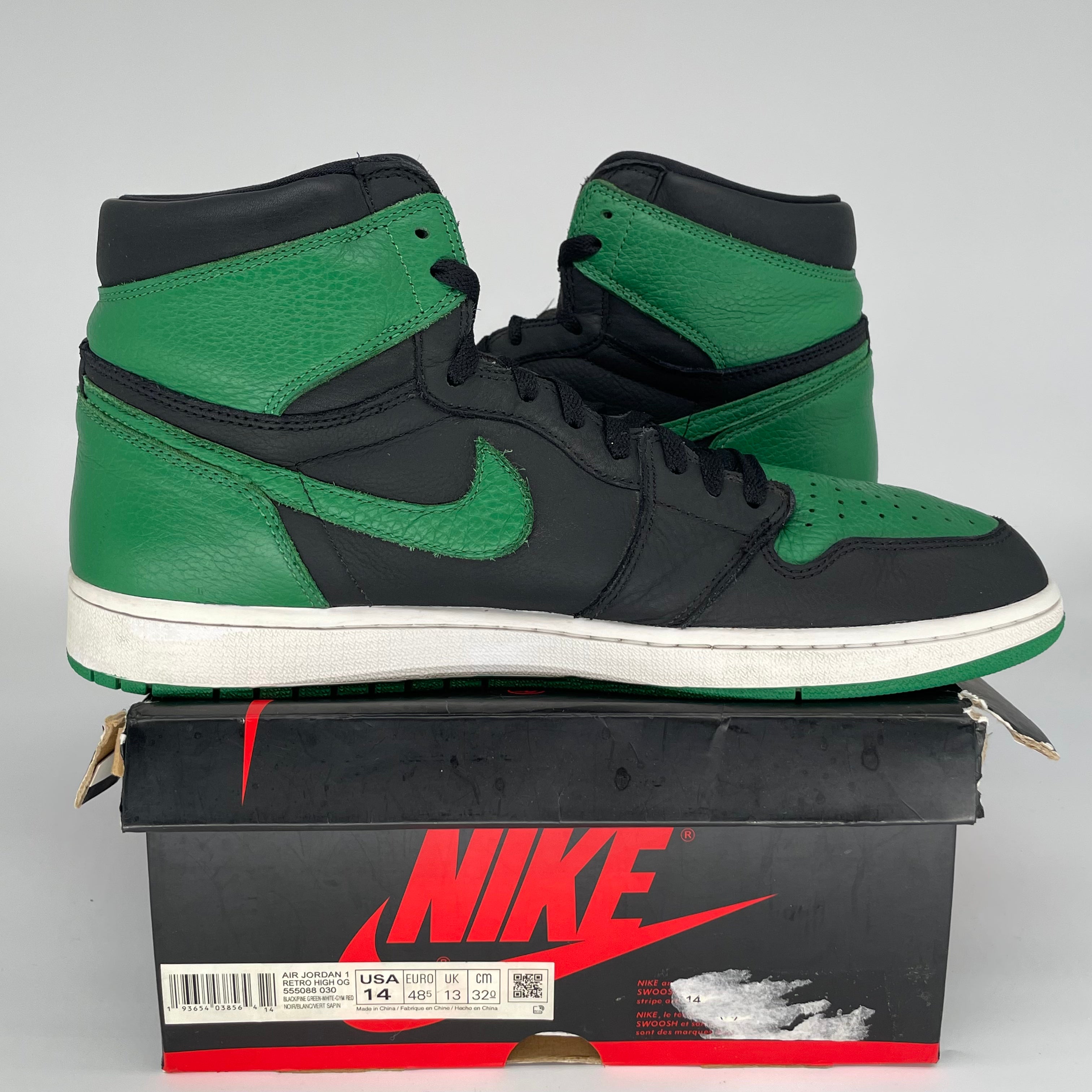AIR JORDAN 1 PINE GREEN BLACK 555088-030 SIZE 14/15.5W