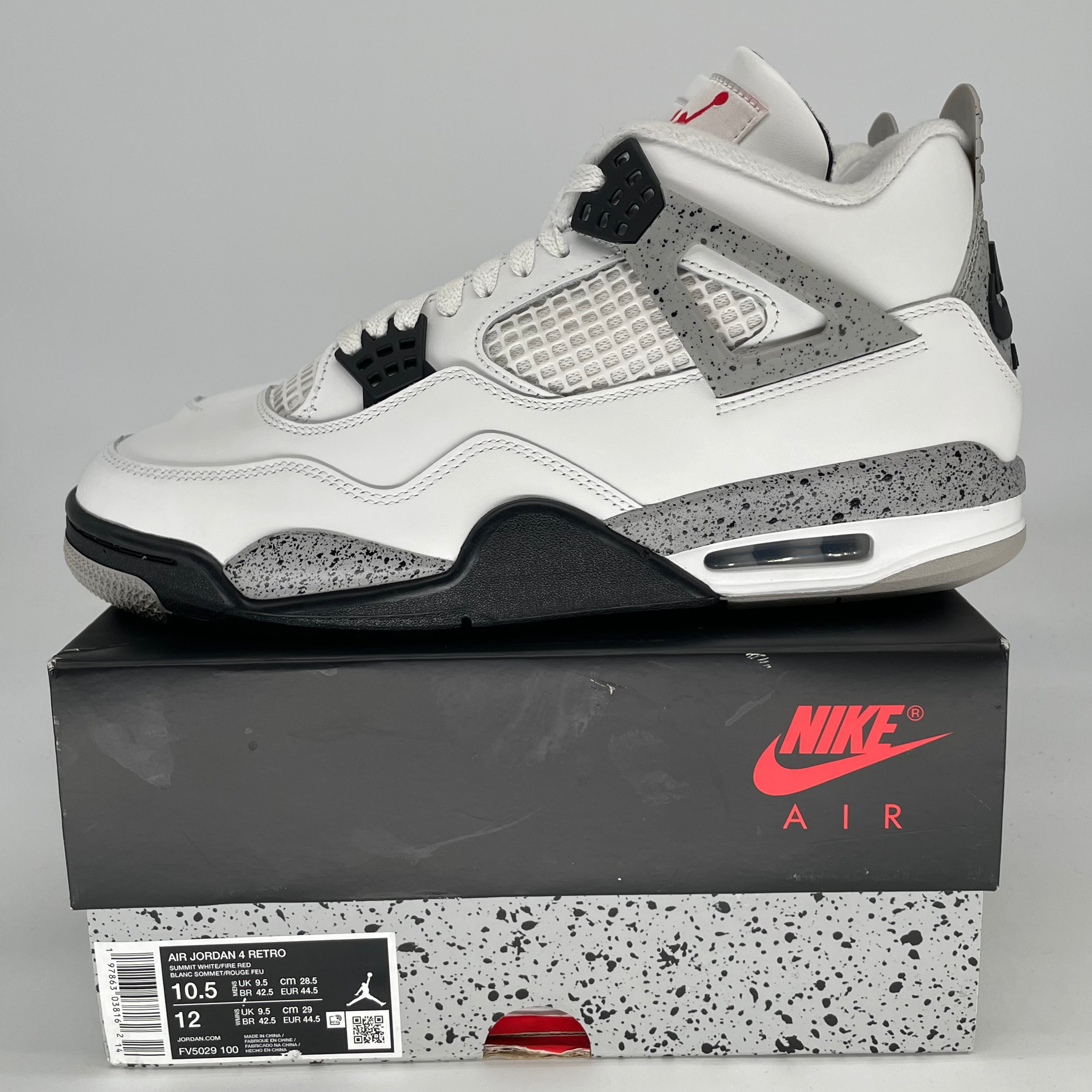 AIR JORDAN 4 WHITE CEMENT FV5029-100 SIZE 10.5/12W