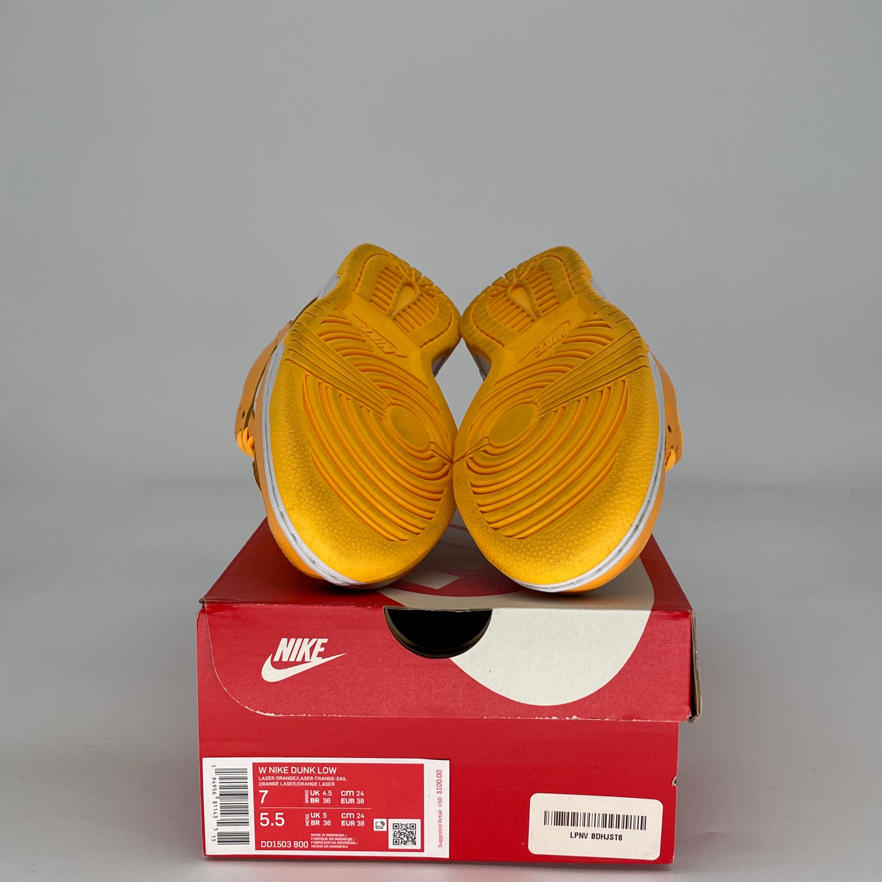 NIKE DUNK LOW LASER ORANGE W DD1503-800 SIZE 5.5/7W