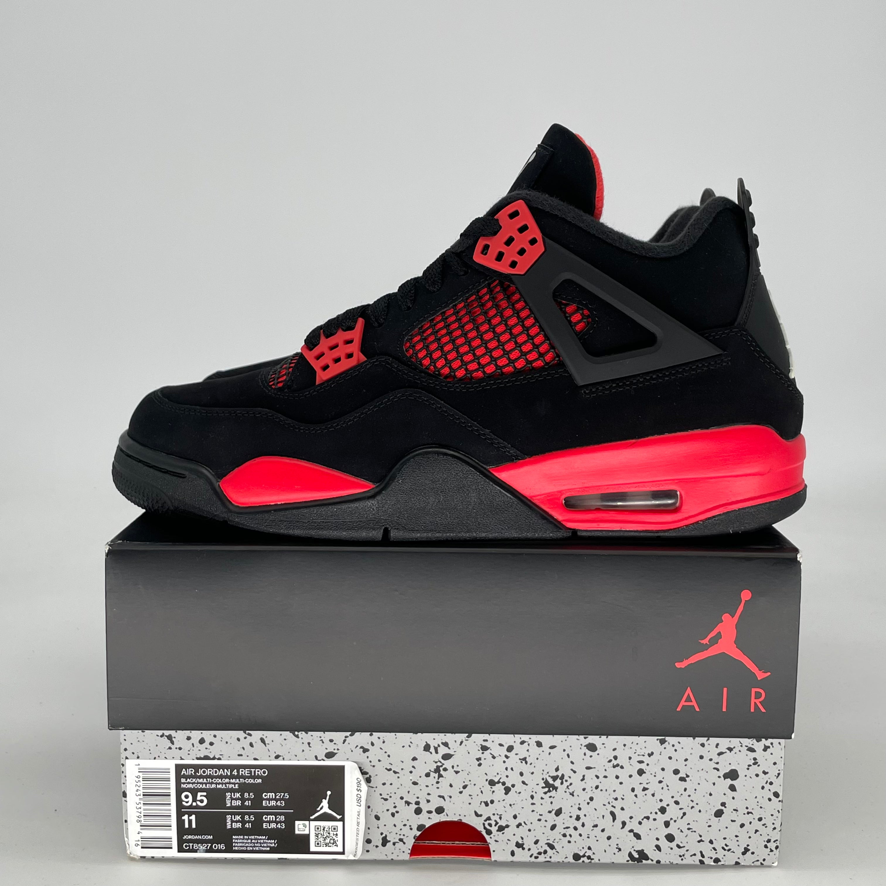 AIR JORDAN 4 RED THUNDER CT8527-016 SIZE 9.5/11W