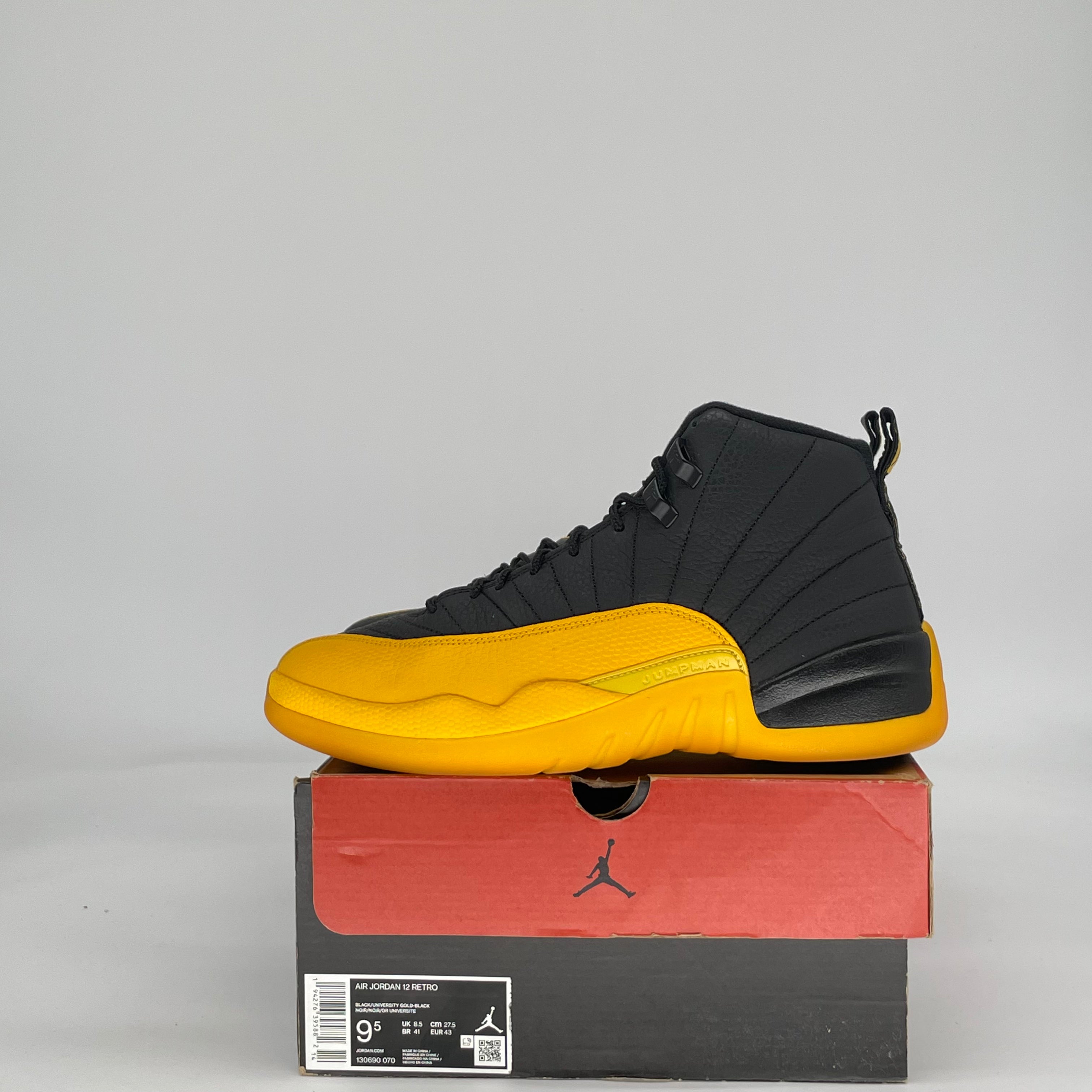 AIR JORDAN 12 BLACK UNIVERSITY GOLD 130690-070 SIZE 9.5/11W