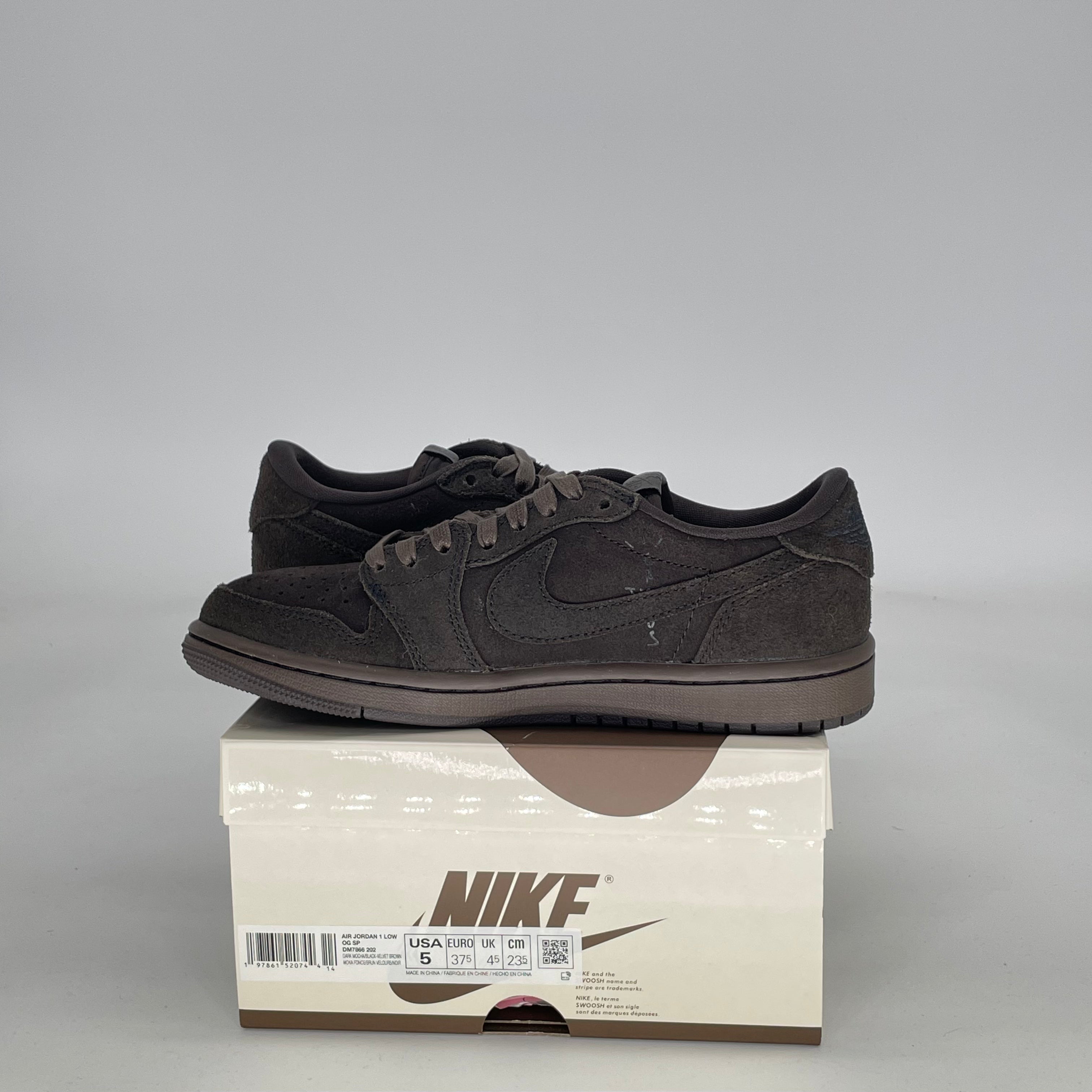 AIR JORDAN 1 LOW X TRAVIS SCOTT VELVET BROWN DM7866-202 SIZE 5/6.5W