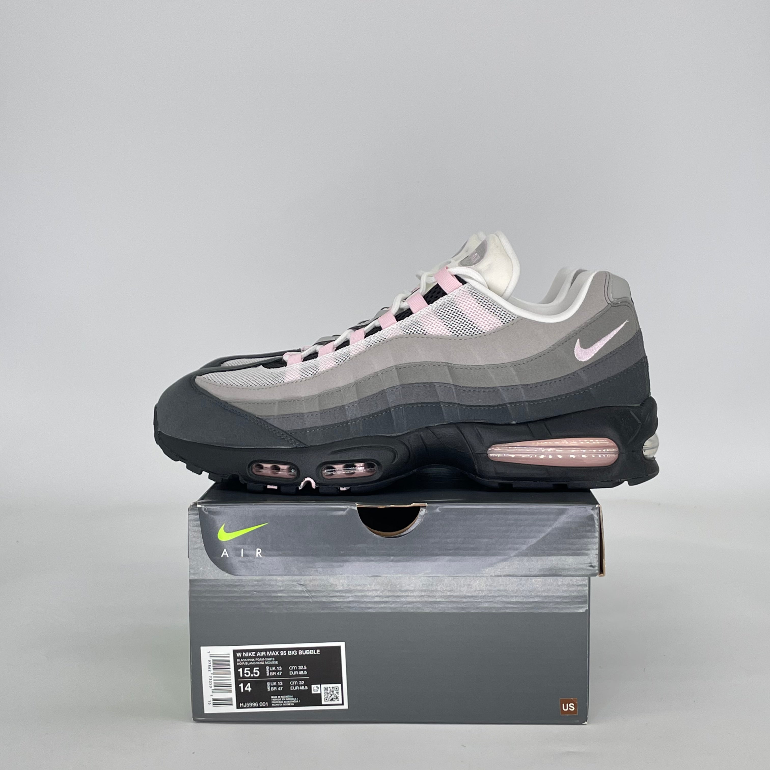 NIKE AIR MAX 95 OG BIG BUBBLE PINK FOAM W HJ5996-001 SIZE 14/15.5W