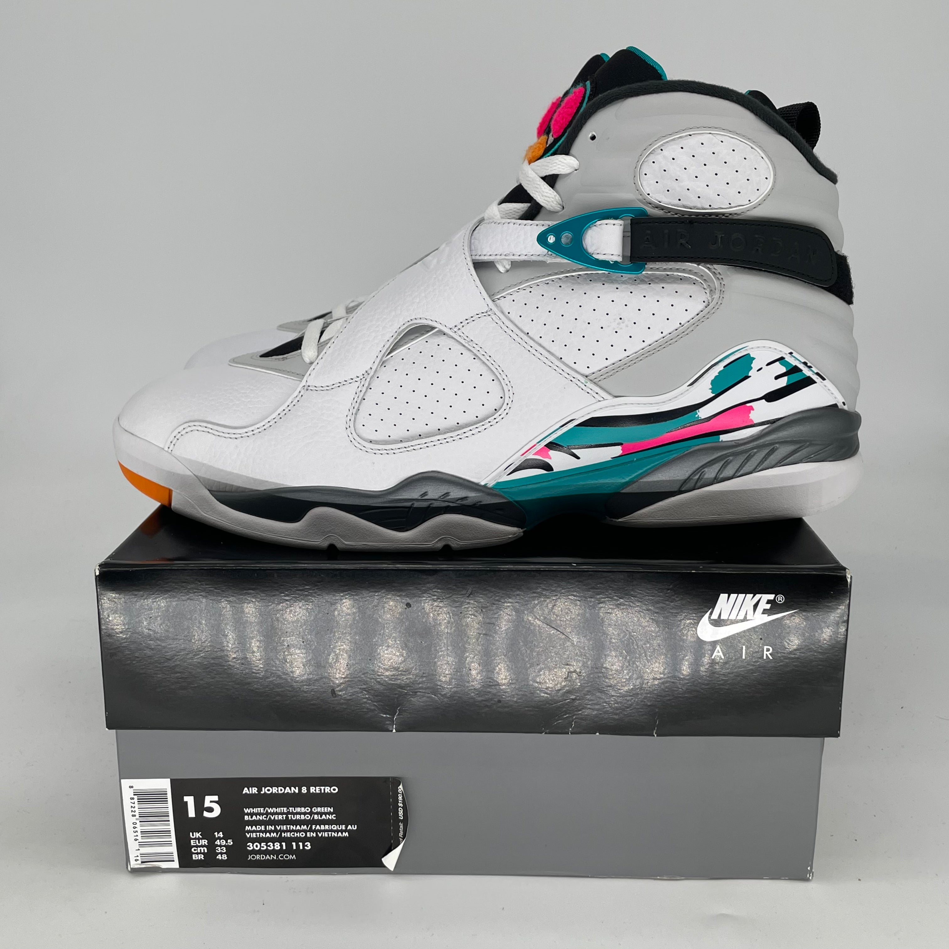 AIR JORDAN 8 SOUTH BEACH SIZE 15 305381-113