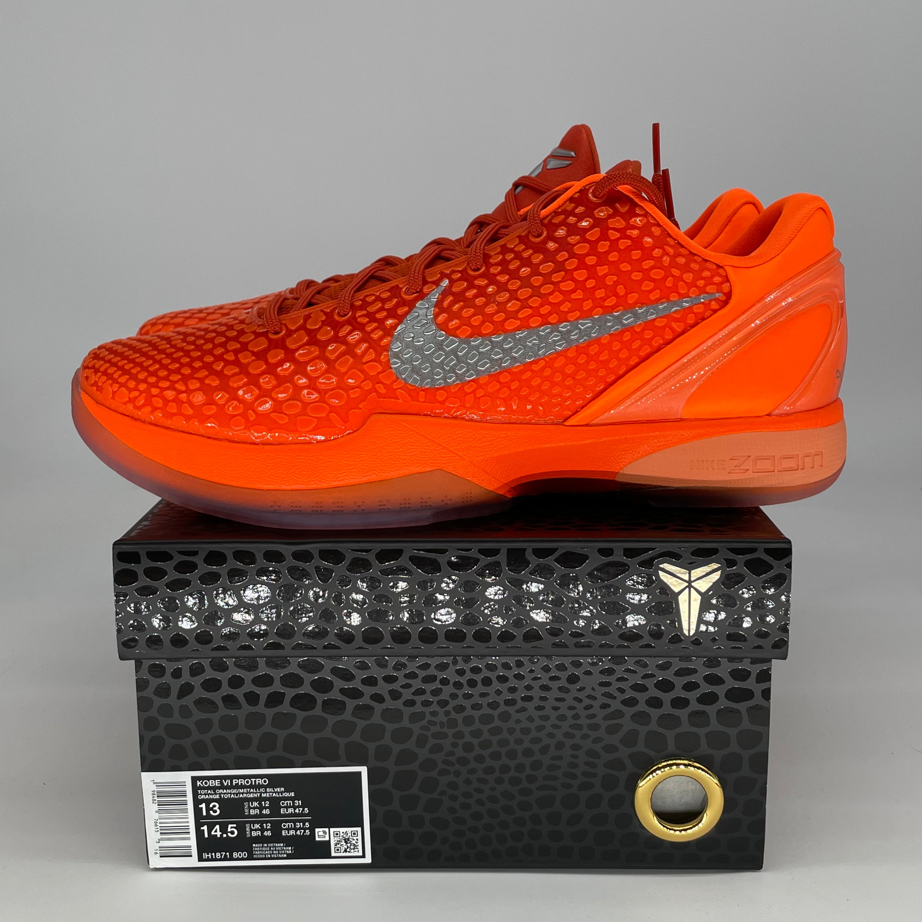 NIKE KOBE 6 PROTRO TOTAL ORANGE IH1871-800 SIZE 13/14.5W