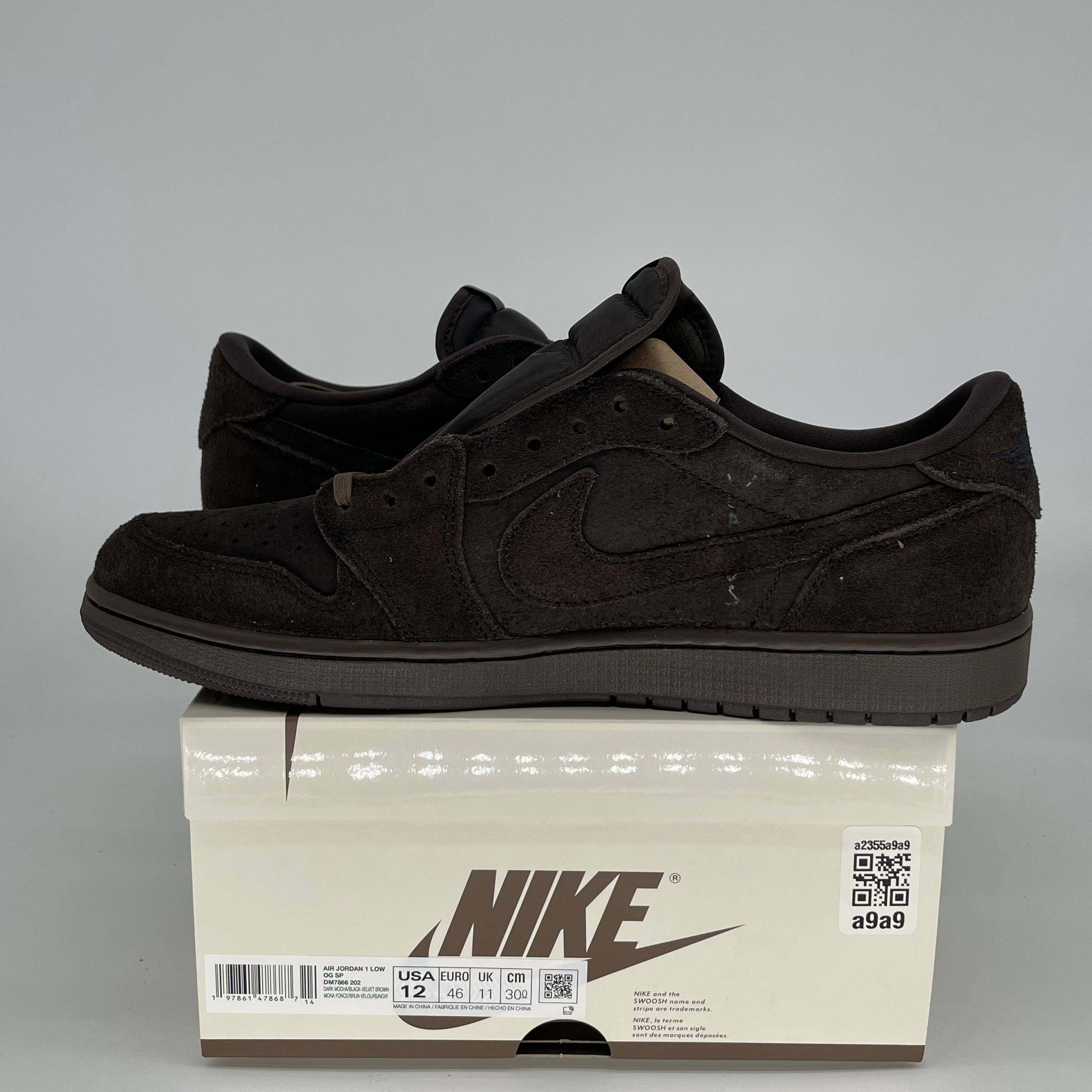 TRAVIS SCOTT X AIR JORDAN 1 LOW VELVET BROWN DM7866-202 SIZE 12/13.5W