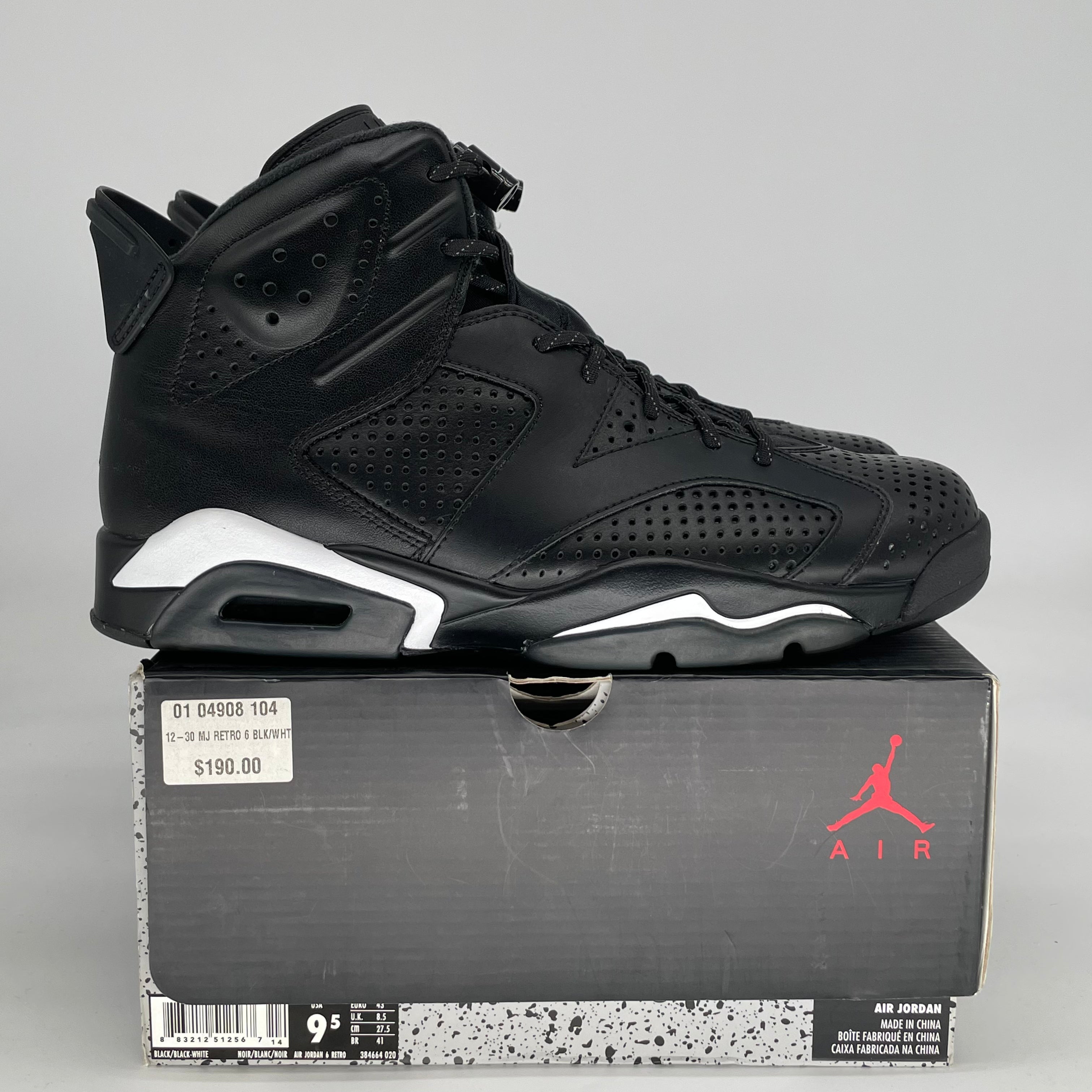 AIR JORDAN 6 BLACK CAT 384664-020 SIZE 9.5/11W