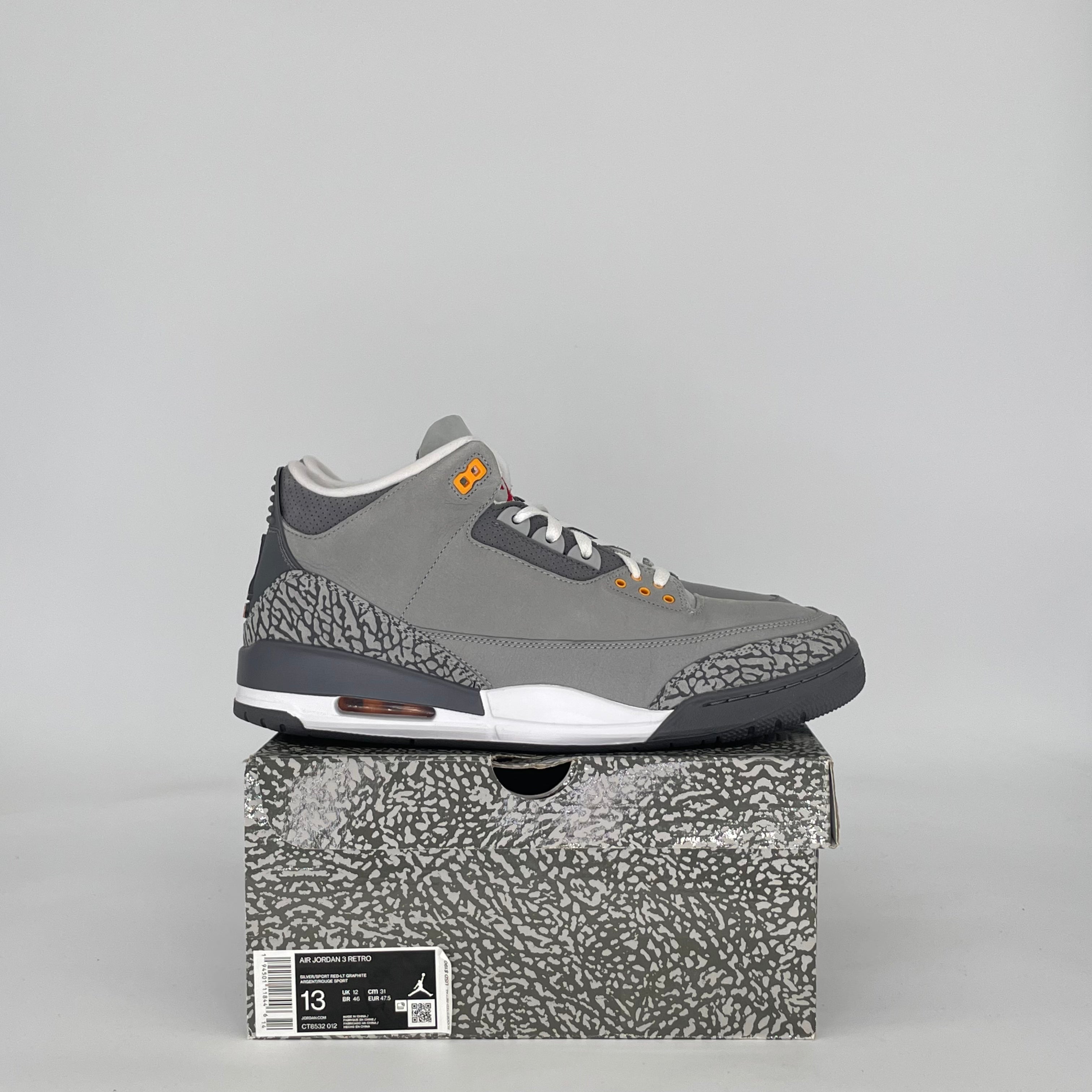 AIR JORDAN 3 COOL GREY (2021) CT8532-012 SIZE 13/14.5W