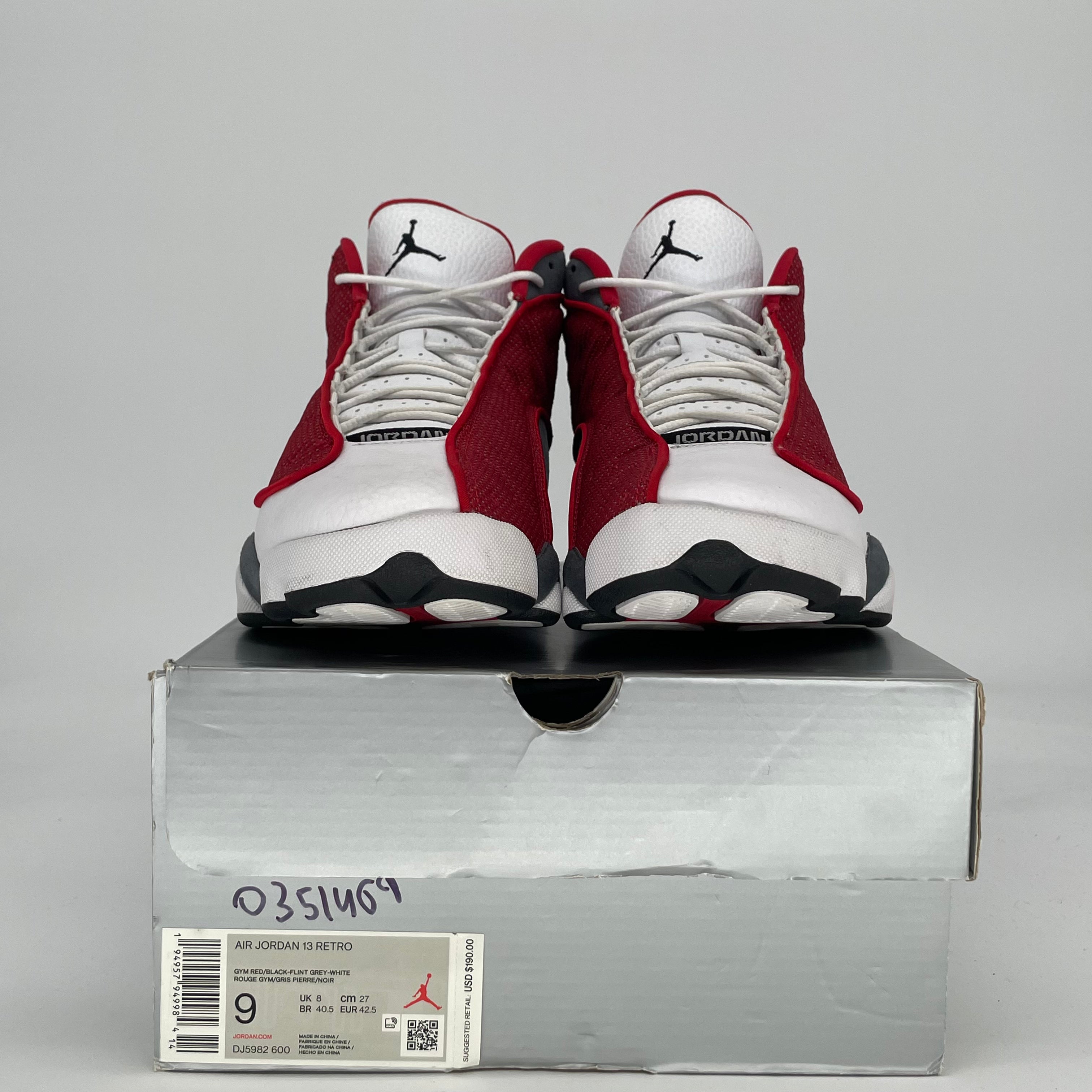AIR JORDAN 13 GYM RED FLINT GREY DJ5982-600 SIZE 9/10.5W