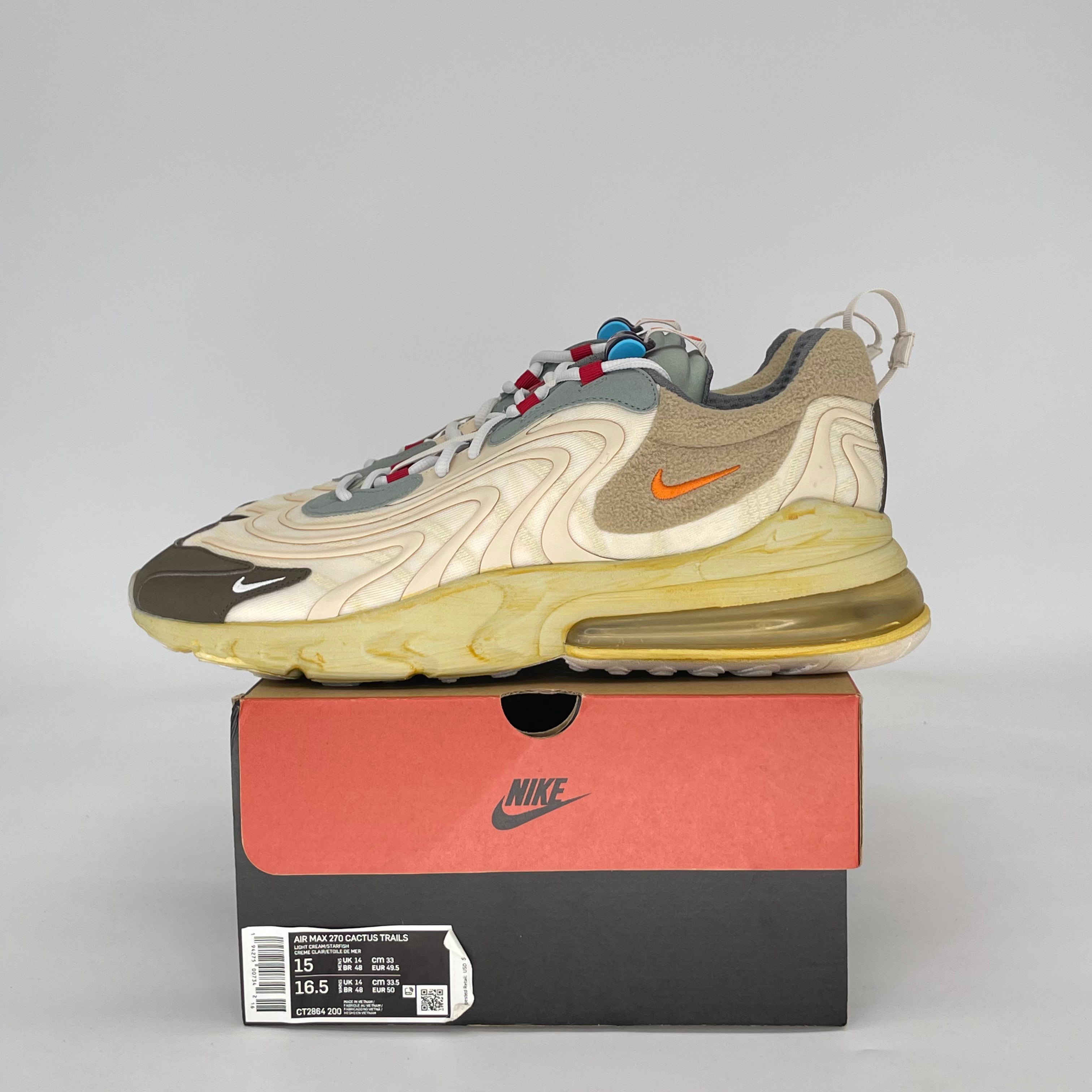 NIKE AIR MAX 270 REACT ENG TRAVIS SCOTT CACTUS TRAILS CT2864-200 SZ 15/16.5W