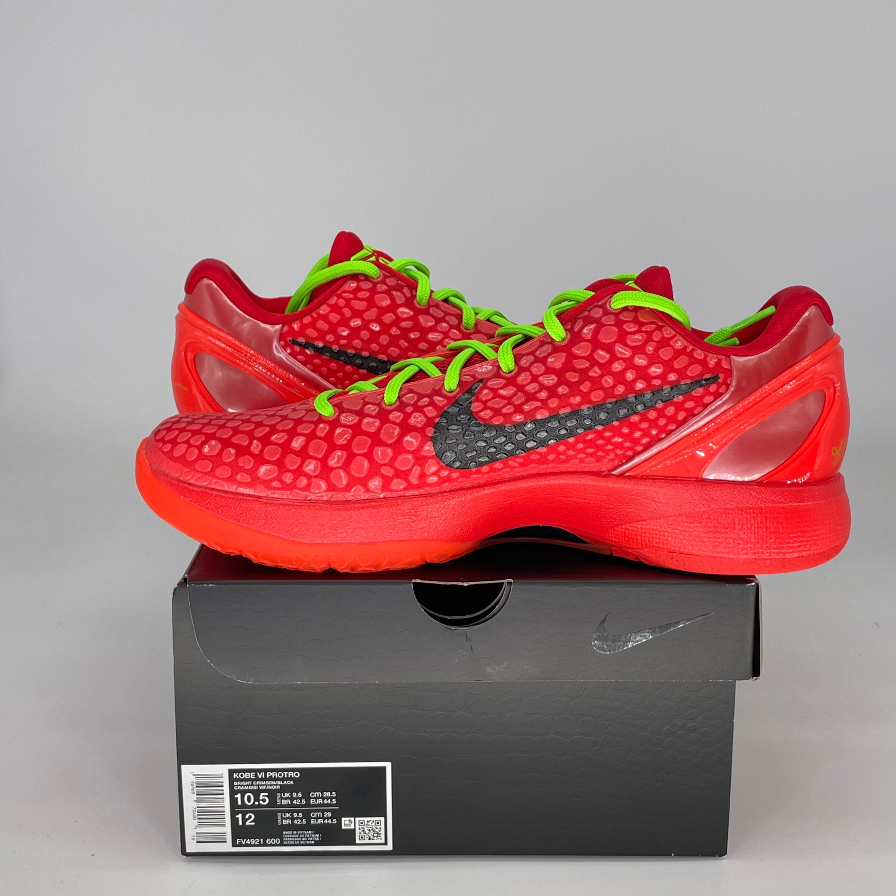 NIKE KOBE 6 PROTRO REVERSE GRINCH FV4921-600 SIZE 10.5/12W