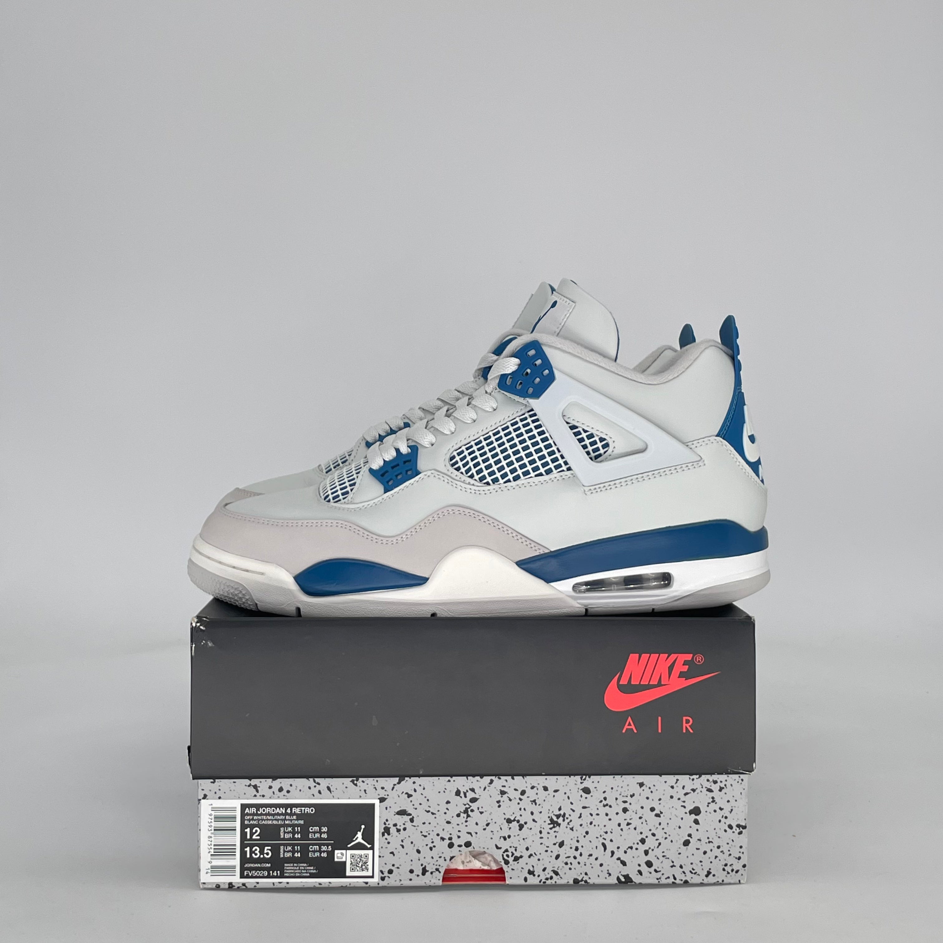 AIR JORDAN 4 MILITARY BLUE FV5029-141 SIZE 12/13.5W