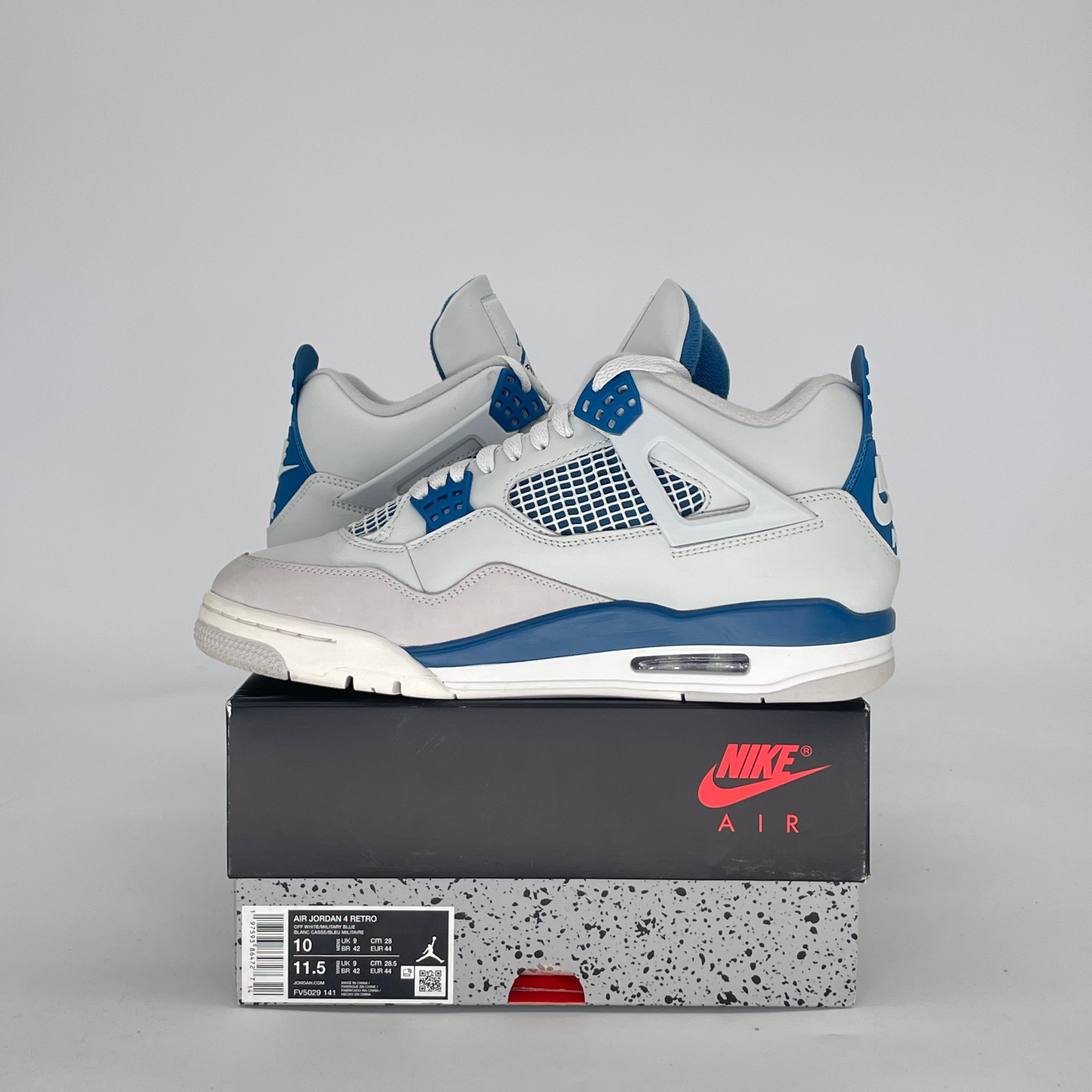 AIR JORDAN 4 MILITARY BLUE FV5029-141 SIZE 10.5/12W