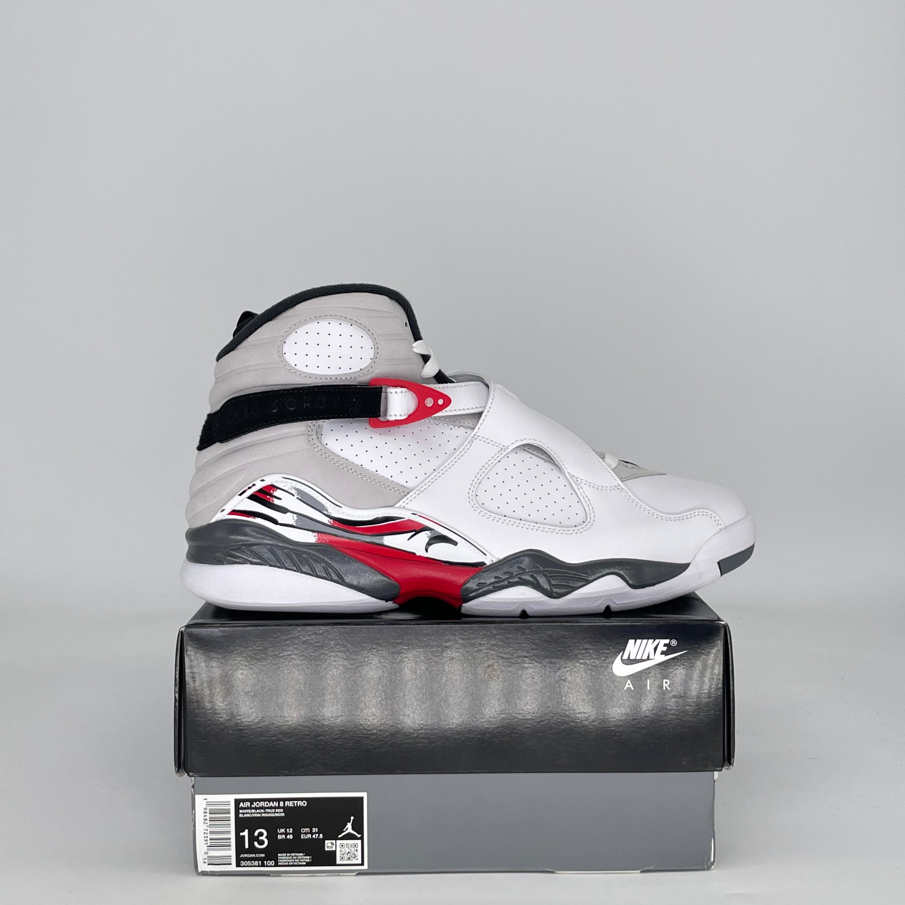 AIR JORDAN 8 WHITE TRUE RED BUGS BUNNY 305381-100 SIZE 13/14.5W