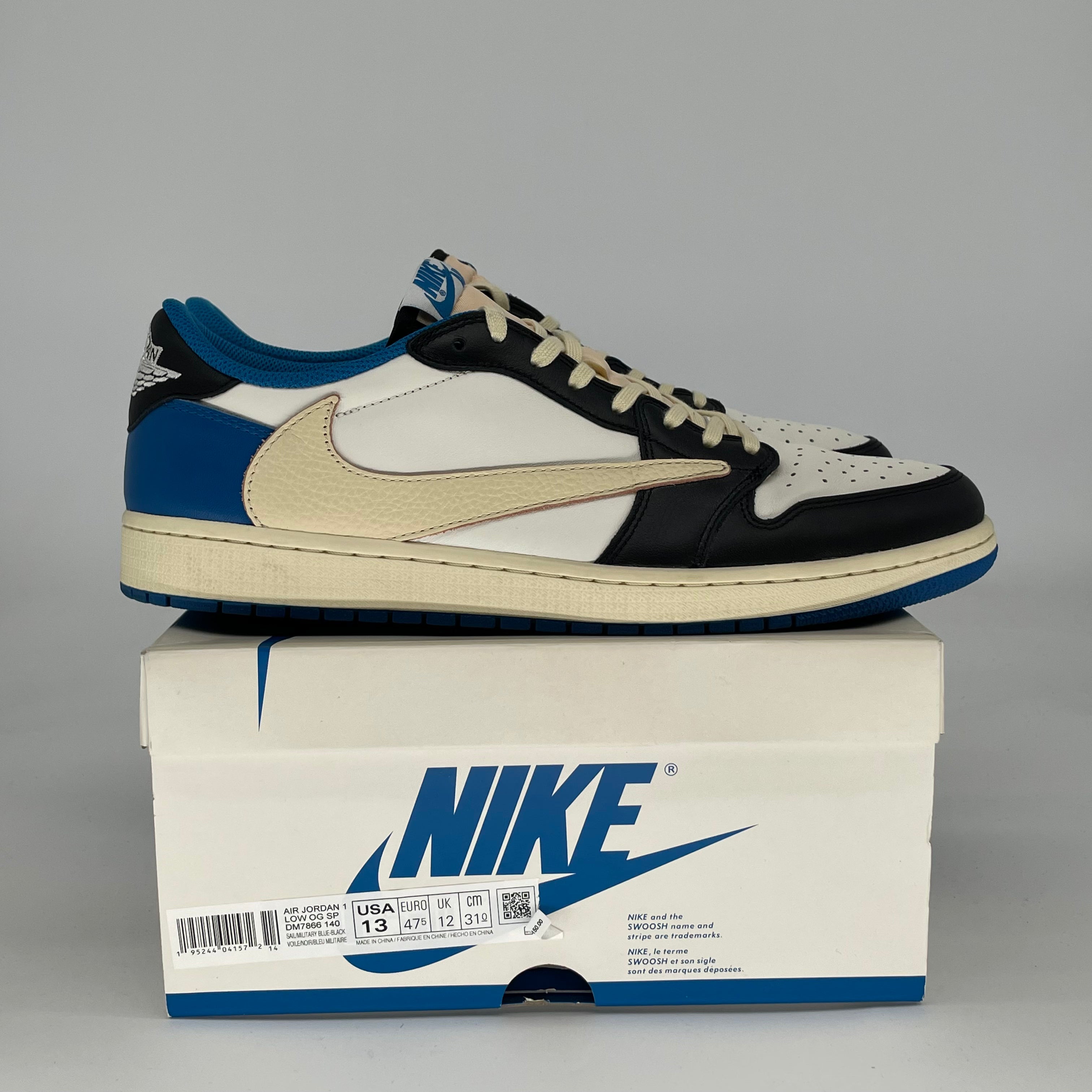 TRAVIS SCOTT X FRAGMENT X AIR JORDAN 1 LOW DM7866-140 SIZE 13/14.5W