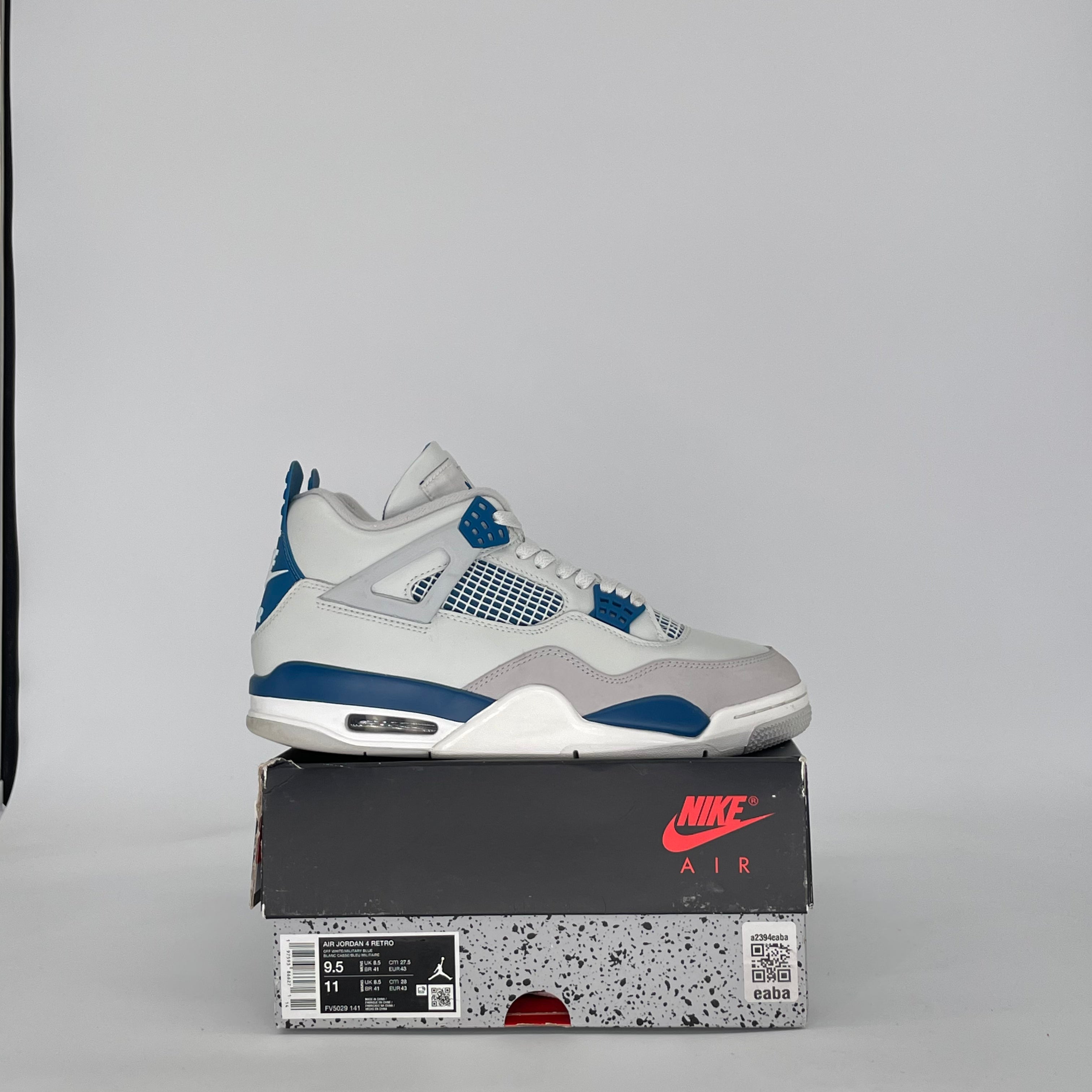 AIR JORDAN 4 MILITARY BLUE FV5029-141 SIZE 9.5/11W