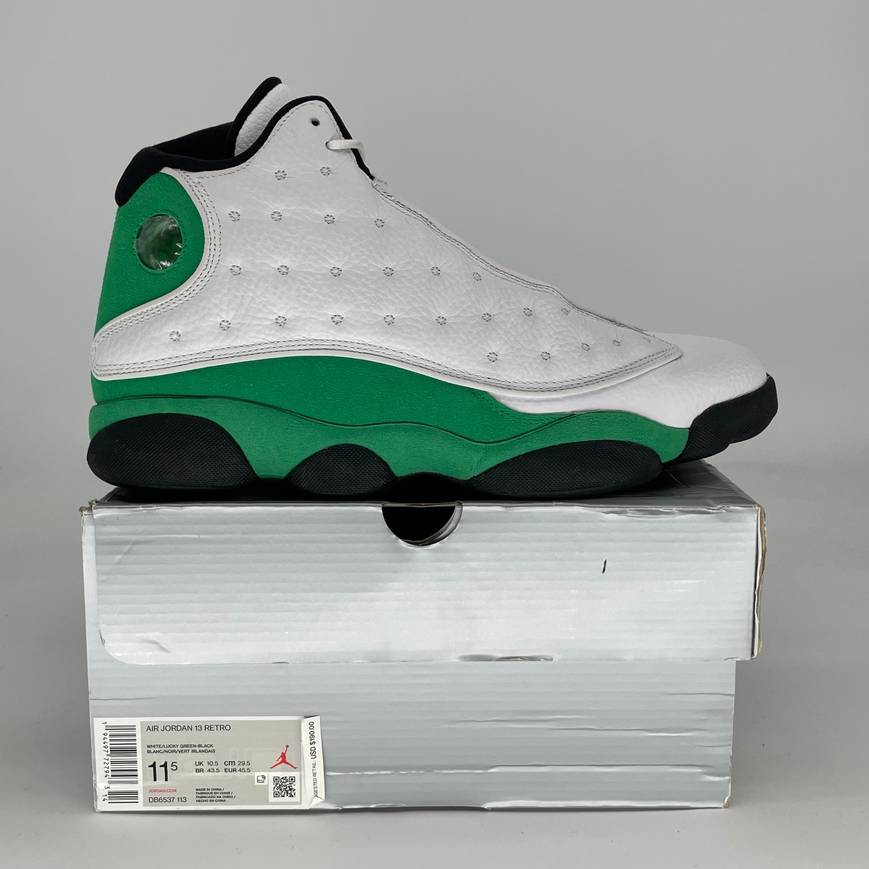 AIR JORDAN 13 WHITE LUCKY GREEN DB6537-113 SIZE 11.5/13W