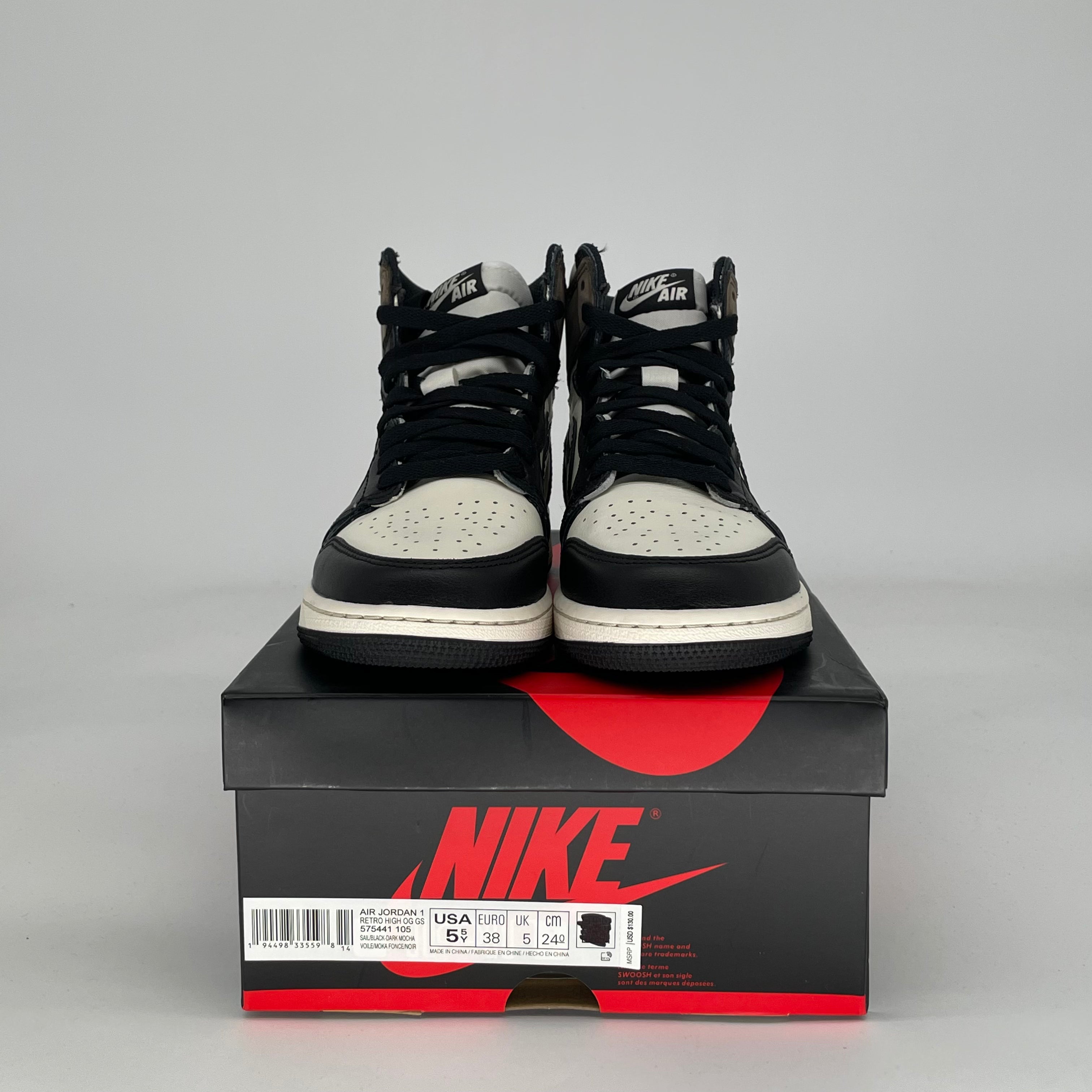 AIR JORDAN 1 DARK MOCHA 575441-105 SIZE 5.5/7W