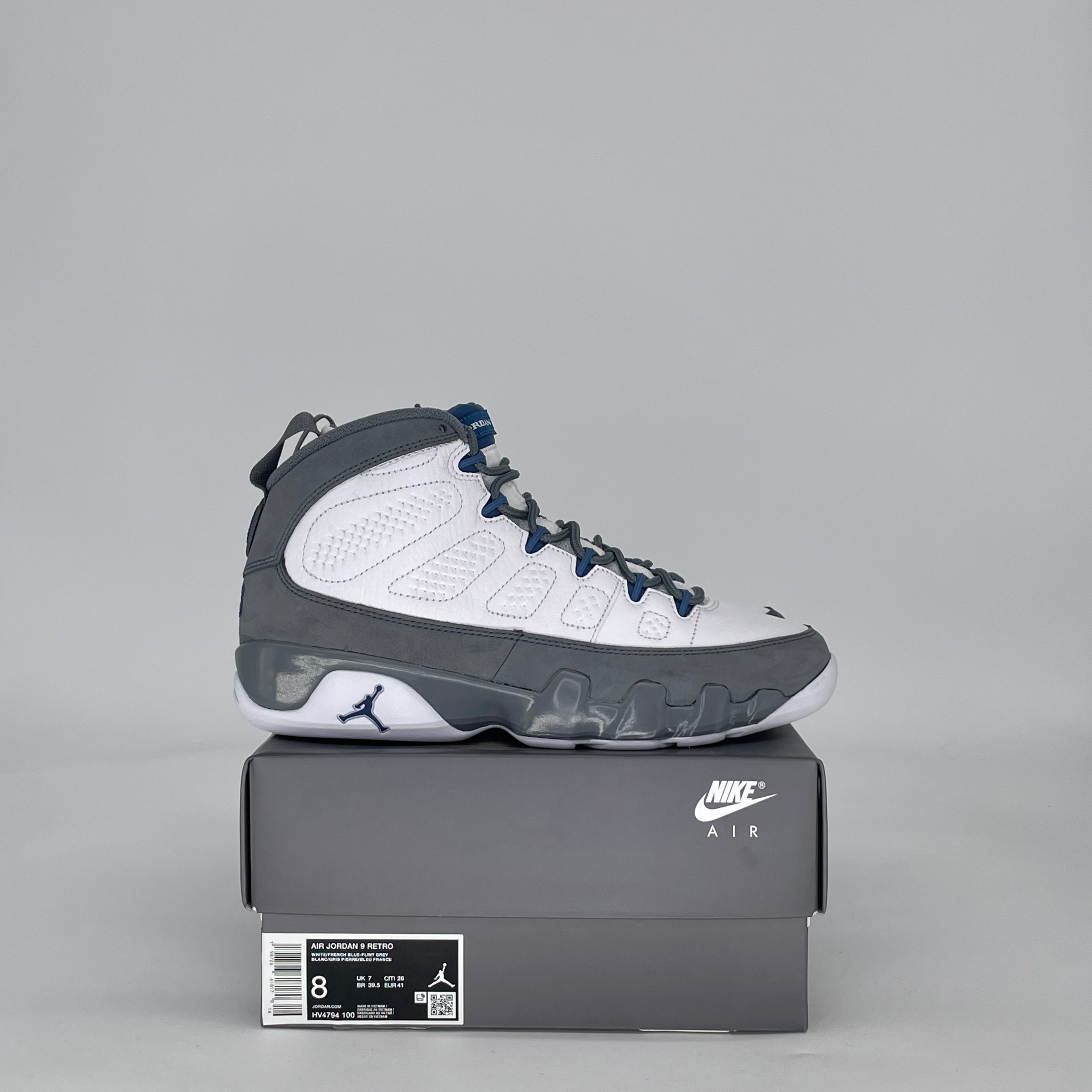 AIR JORDAN 9 FLINT GREY FRENCH BLUE HV4794-100 SIZE 8/9.5W