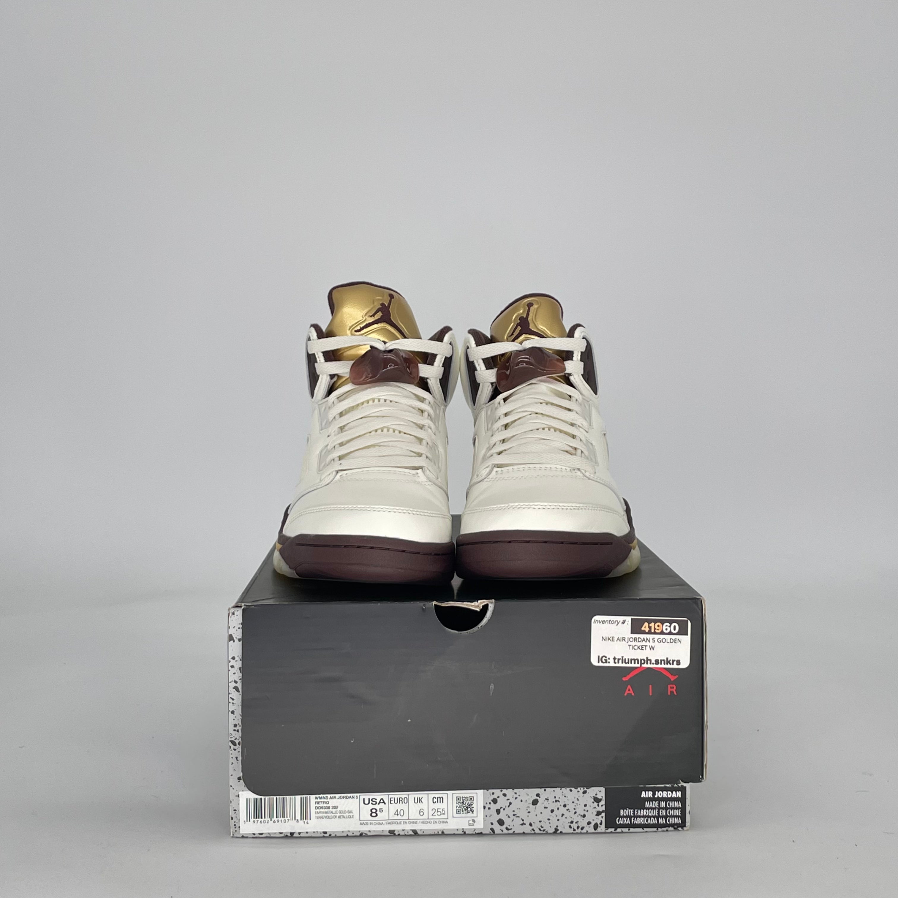 AIR JORDAN 5 GOLDEN TICKET DD9336-200 SIZE 7/8.5W GS