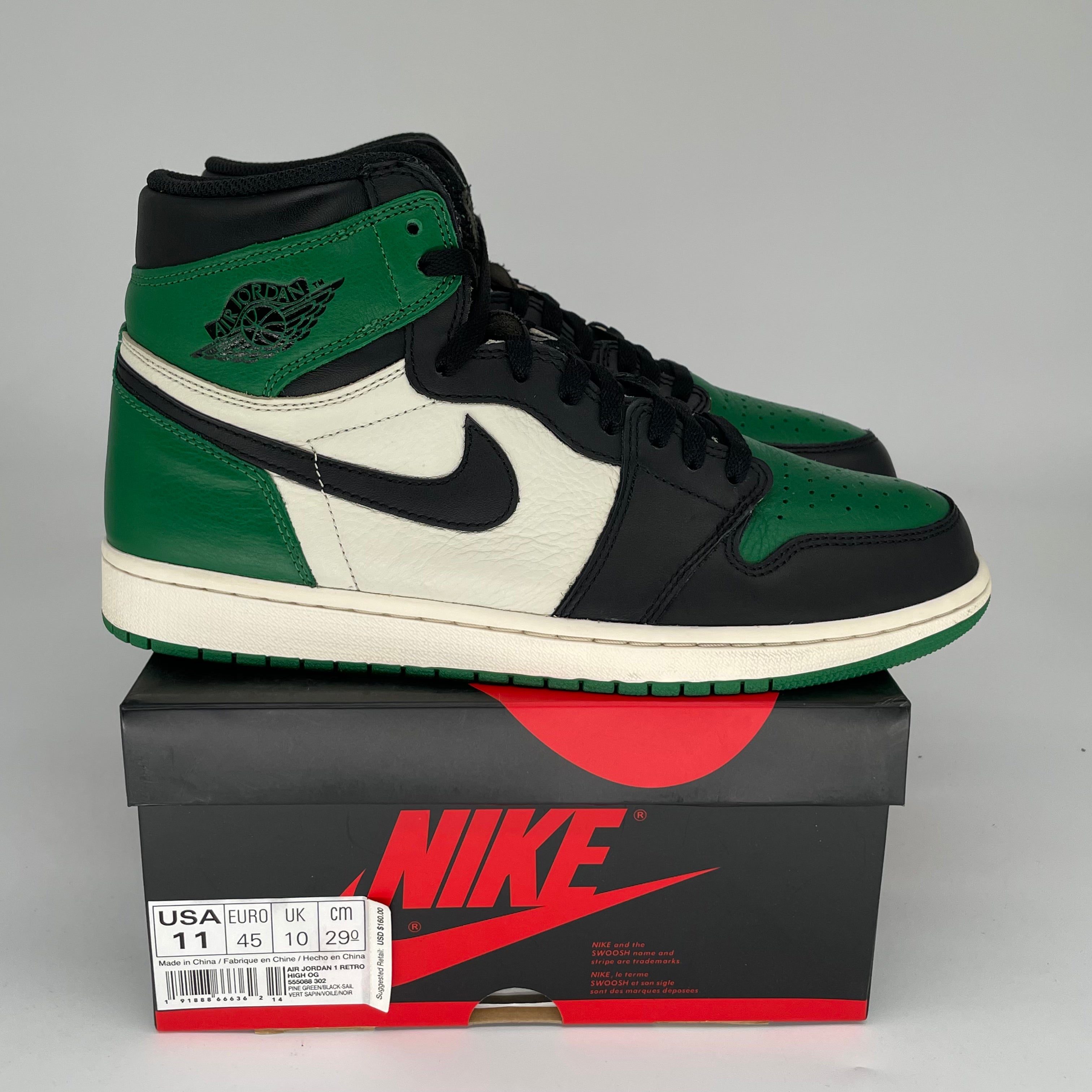 AIR JORDAN 1 PINE GREEN SIZE 11 555088-302
