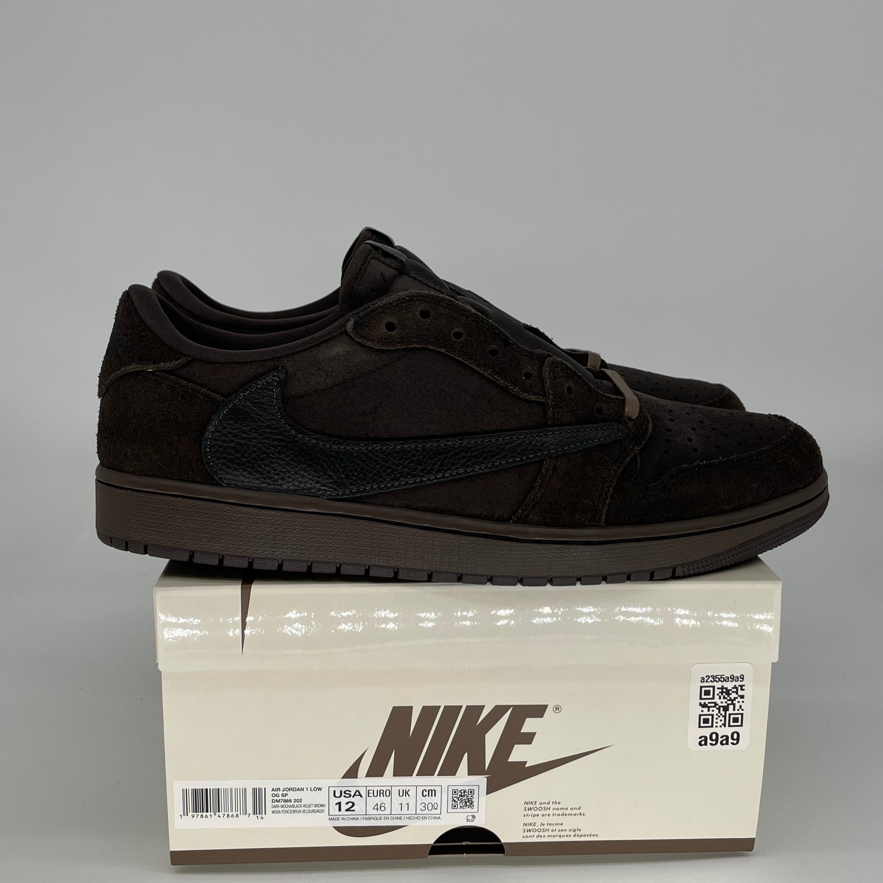 TRAVIS SCOTT X AIR JORDAN 1 LOW VELVET BROWN DM7866-202 SIZE 12/13.5W