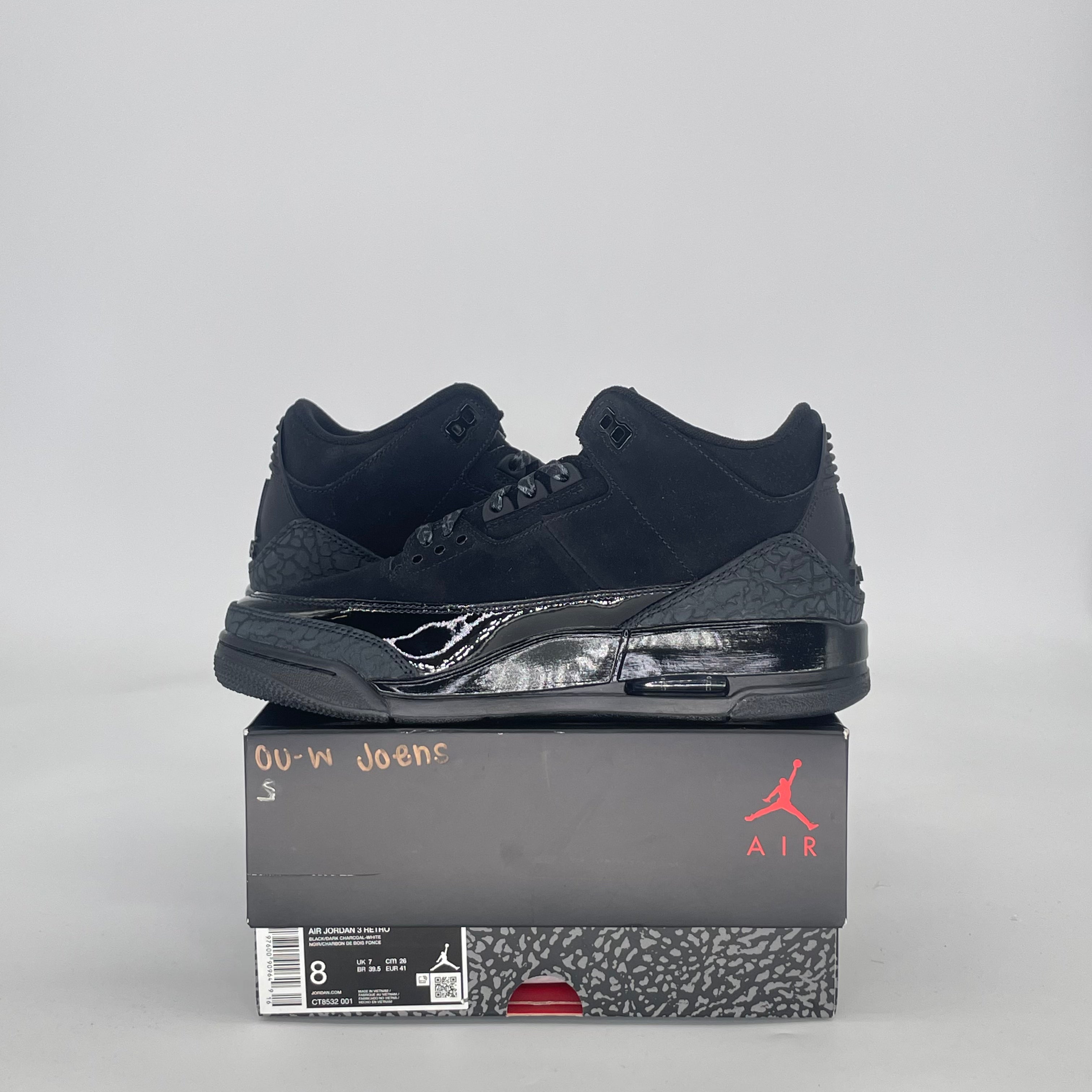 AIR JORDAN 3 BLACK CAT CT8532-001 SIZE 8/9.5W
