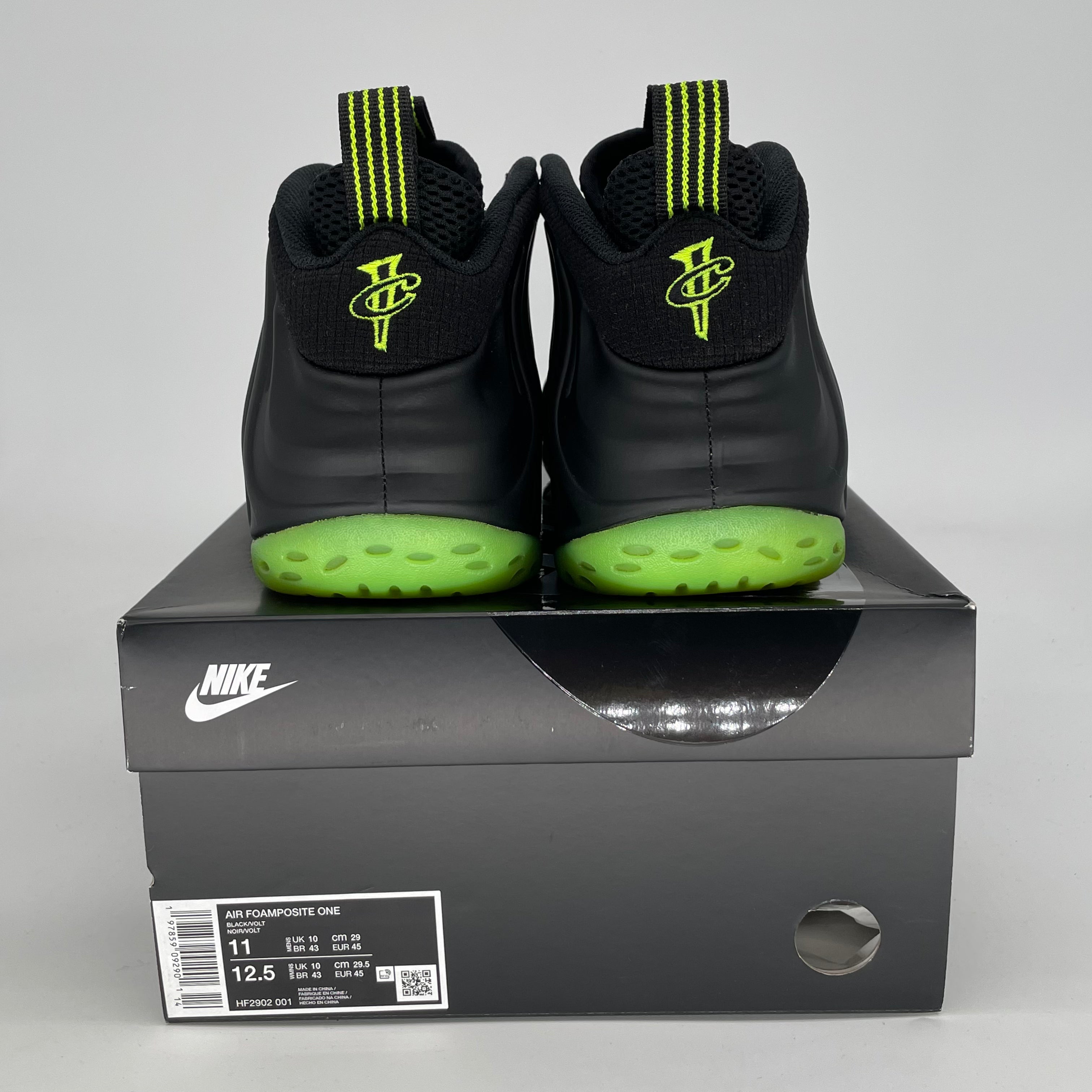 NIKE AIR FOAMPOSITE ONE BLACK VOLT HF2902-001 SIZE 11/12.5W