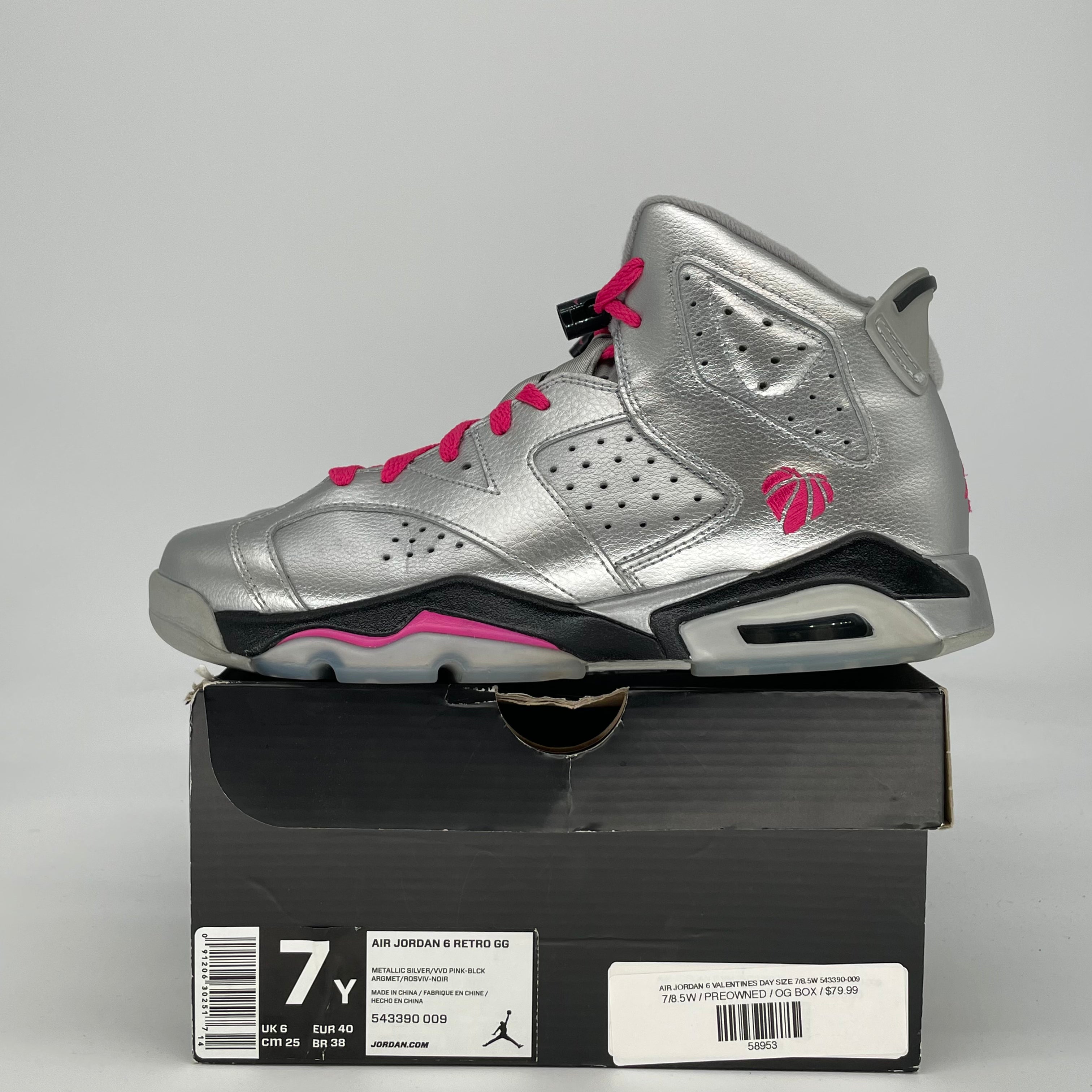 AIR JORDAN 6 VALENTINES DAY SIZE 7/8.5W 543390-009