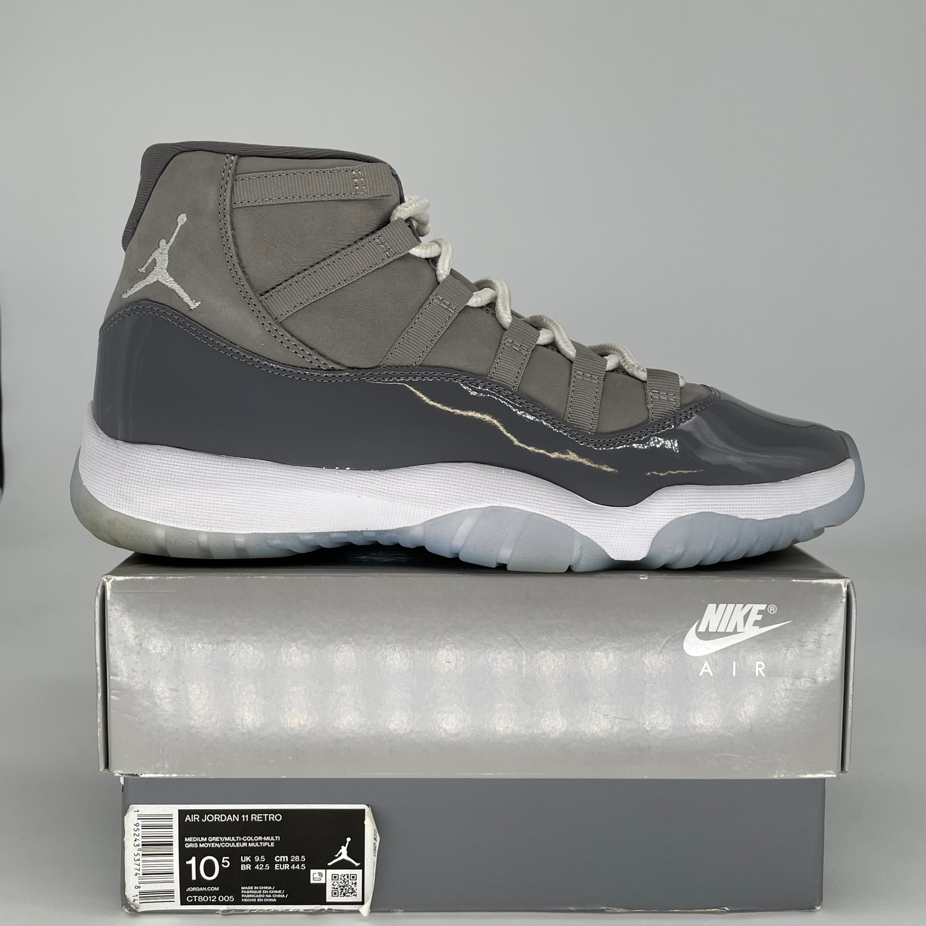 AIR JORDAN 11 COOL GREY CT8012-005 SIZE 10.5/12W