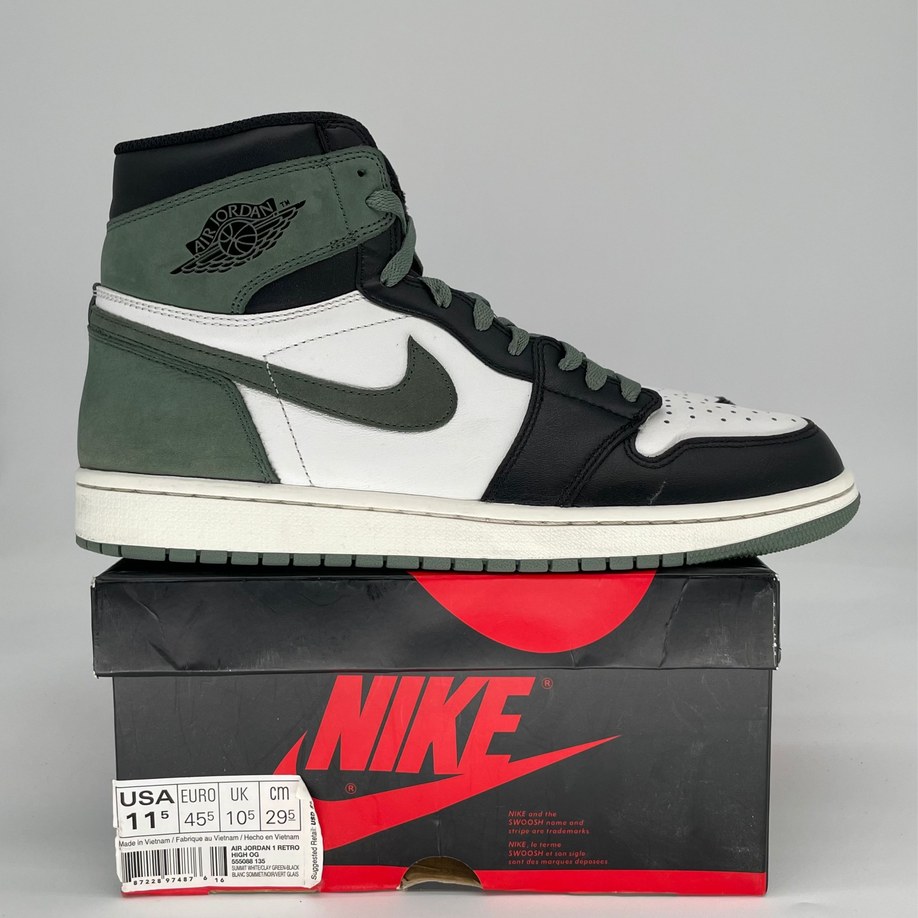 AIR JORDAN 1 CLAY GREEN 555088-135 SIZE 12/13.5W