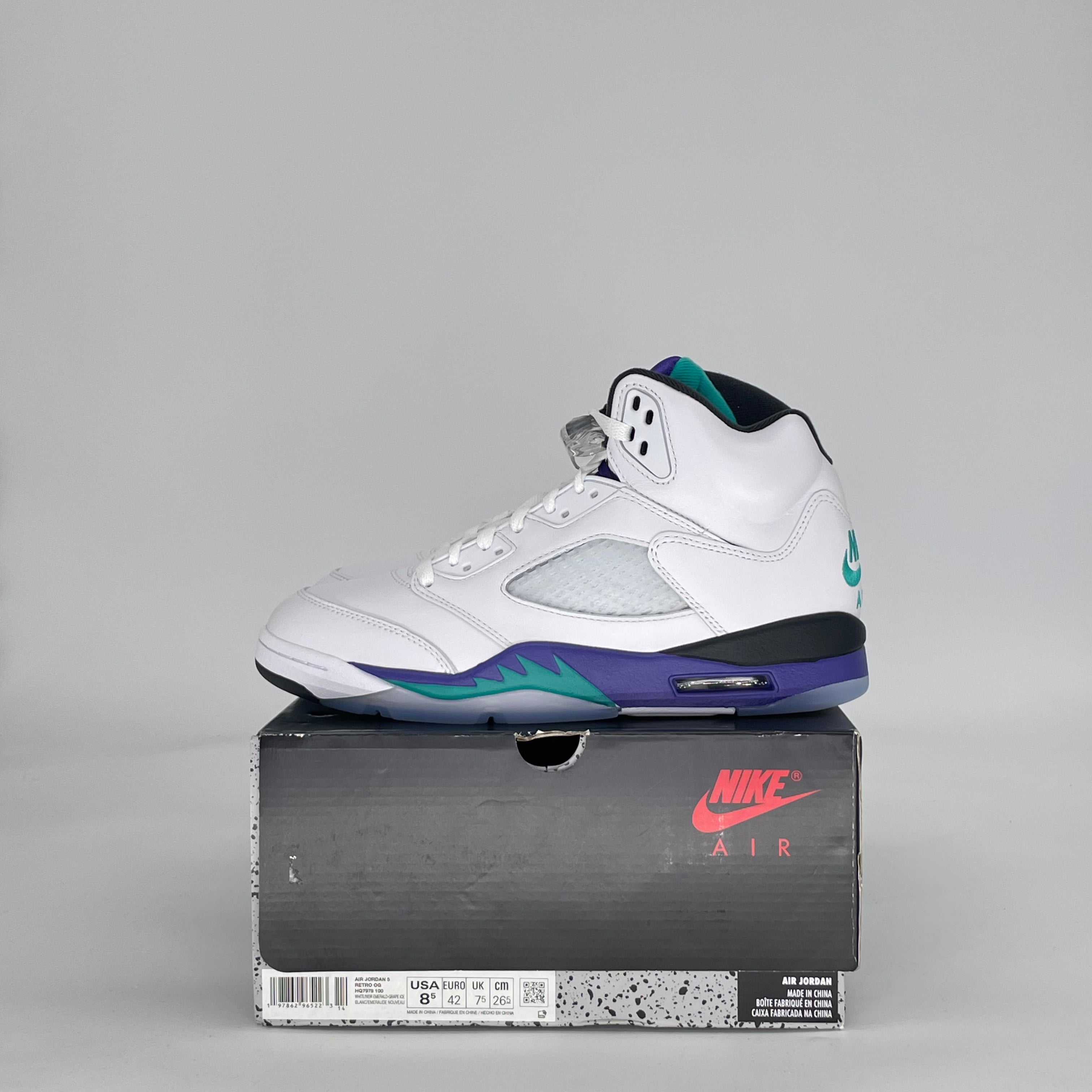 AIR JORDAN 5 GRAPE HQ7978-100 SIZE 8.5/10W