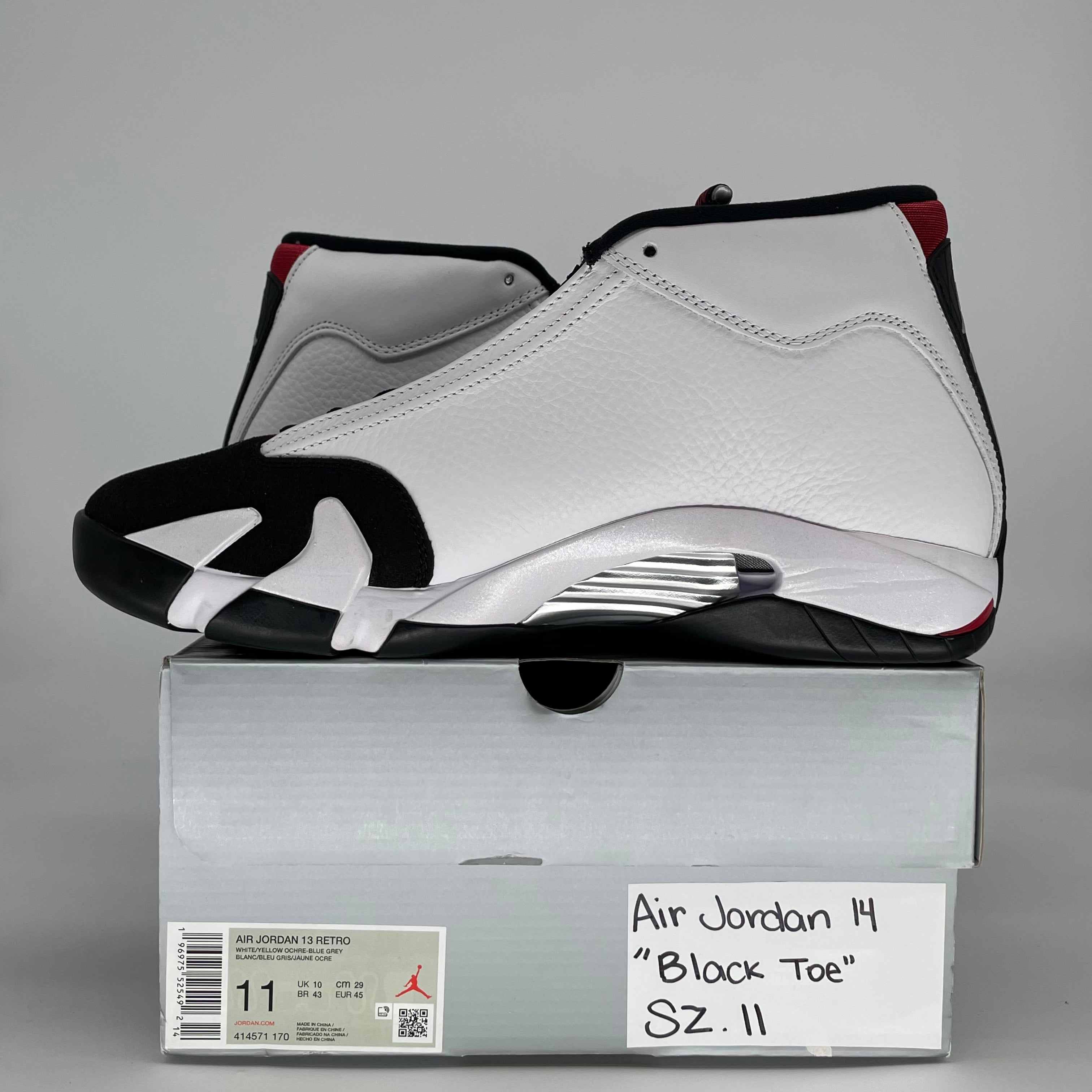 AIR JORDAN 14 BLACK TOE 487471-160 SIZE 11/12.5W