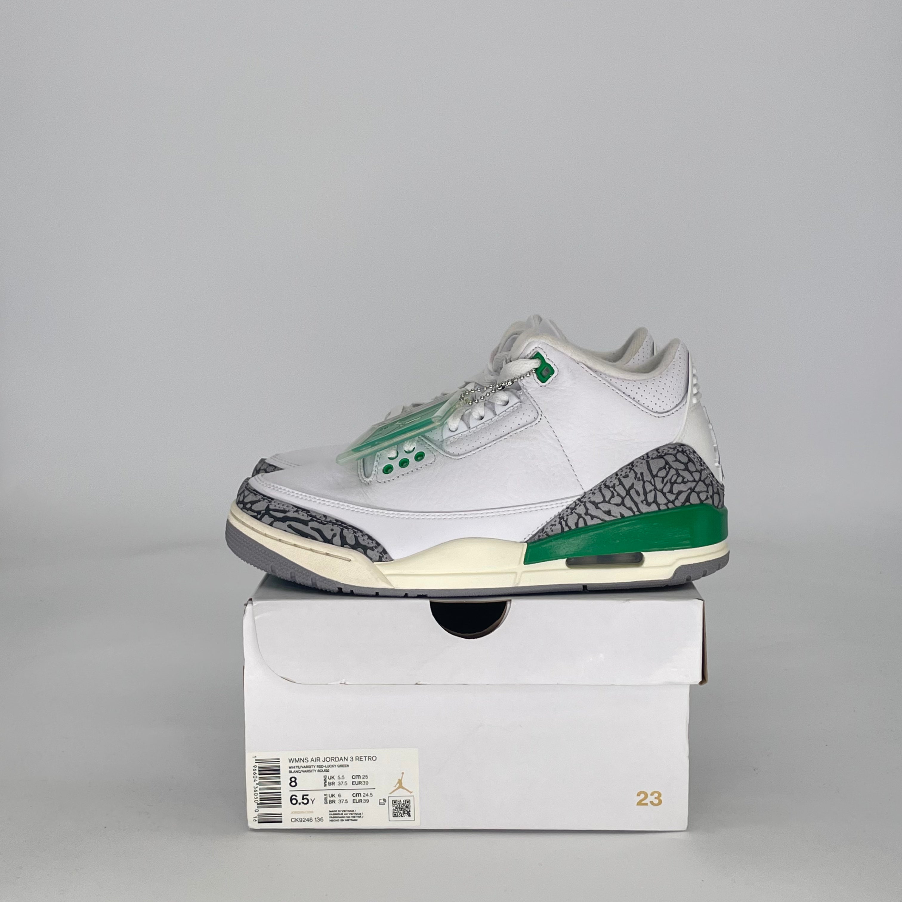 AIR JORDAN 3 LUCKY GREEN CK9246-136 SIZE 6.5/8W GS