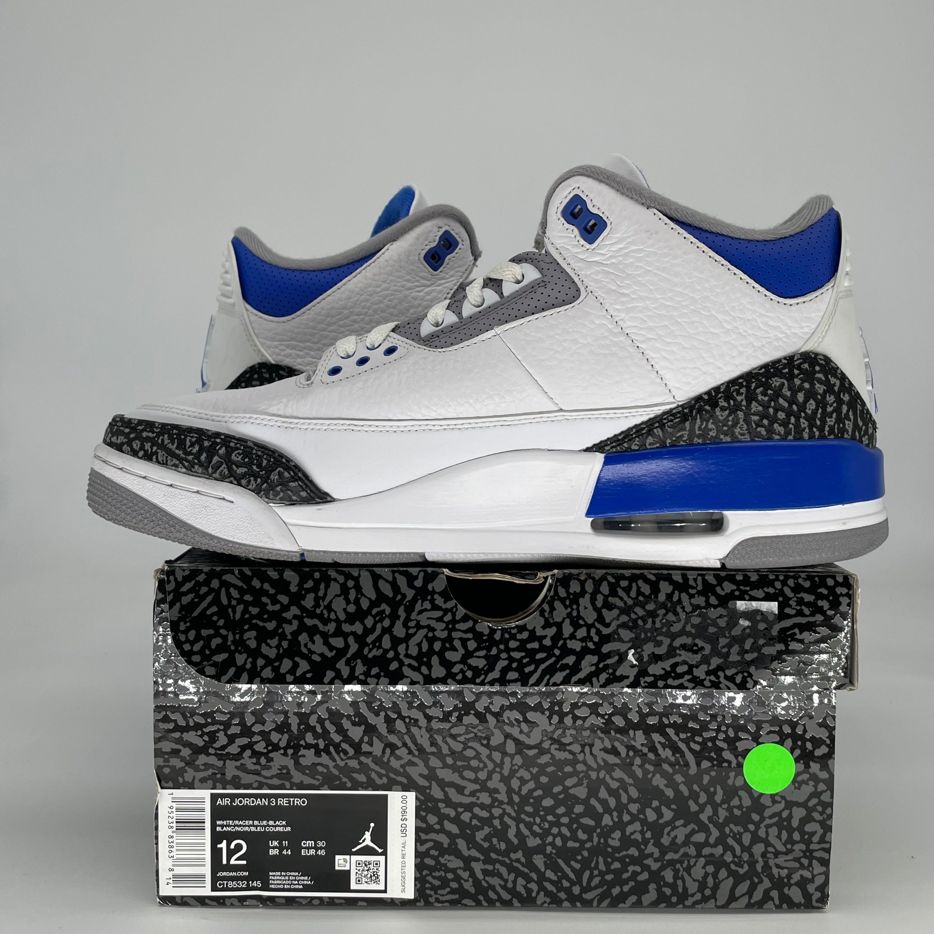 AIR JORDAN 3 RACER BLUE CT8532-145 SIZE 12/13.5W