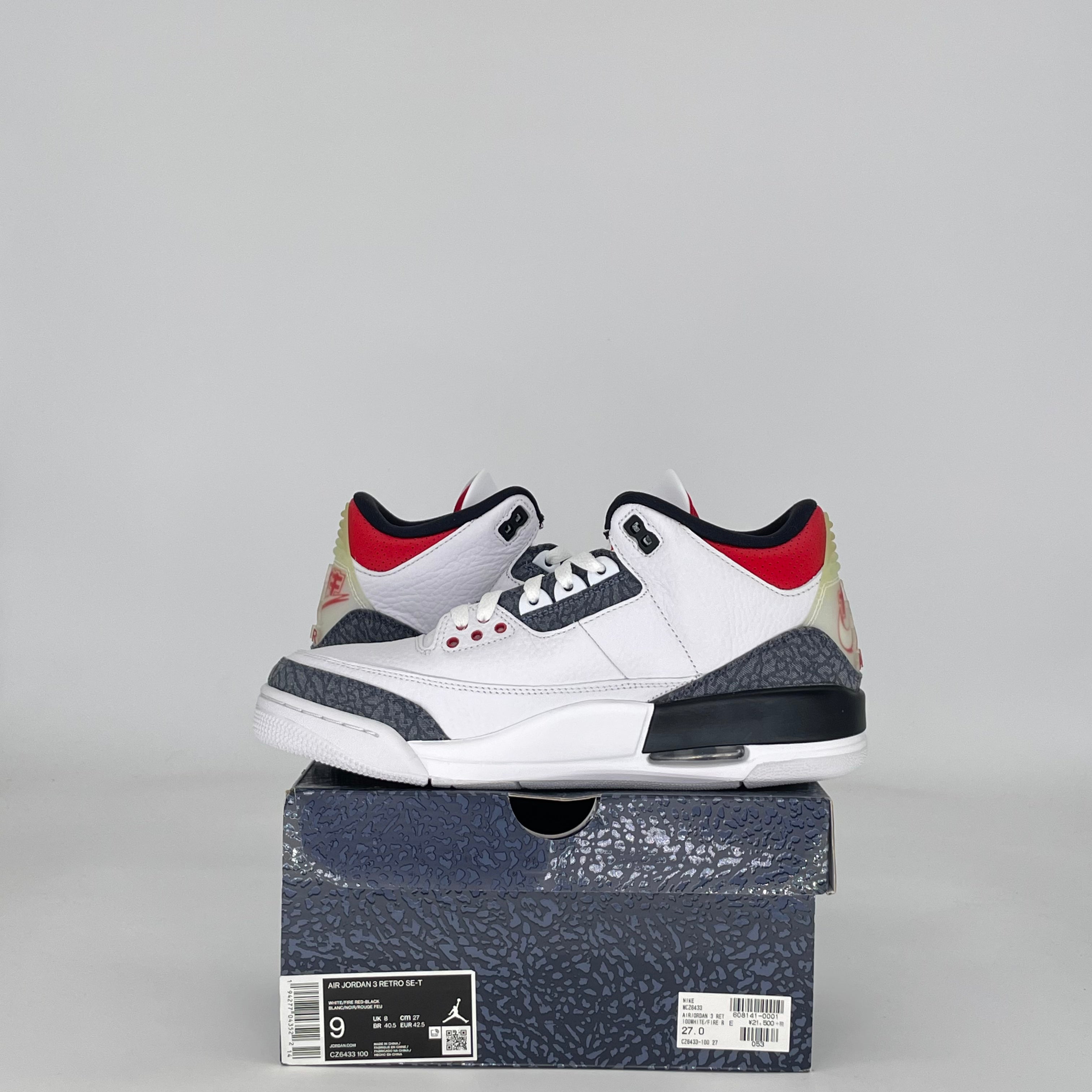 AIR JORDAN 3 FIRE RED DENIM CZ6433-100 SIZE 9/10.5W