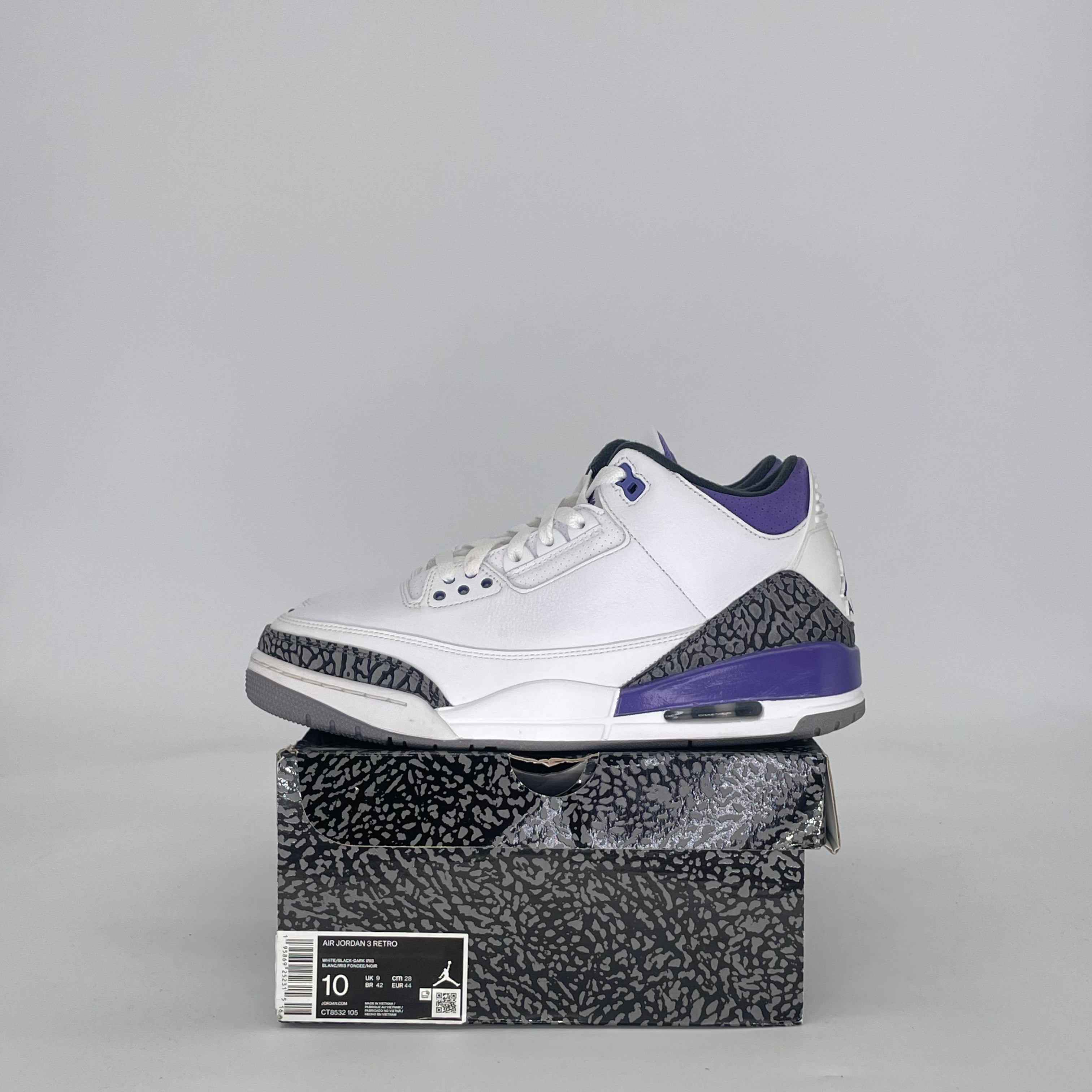 AIR JORDAN 3 DARK IRIS CT8532-105 SIZE 10/11.5W