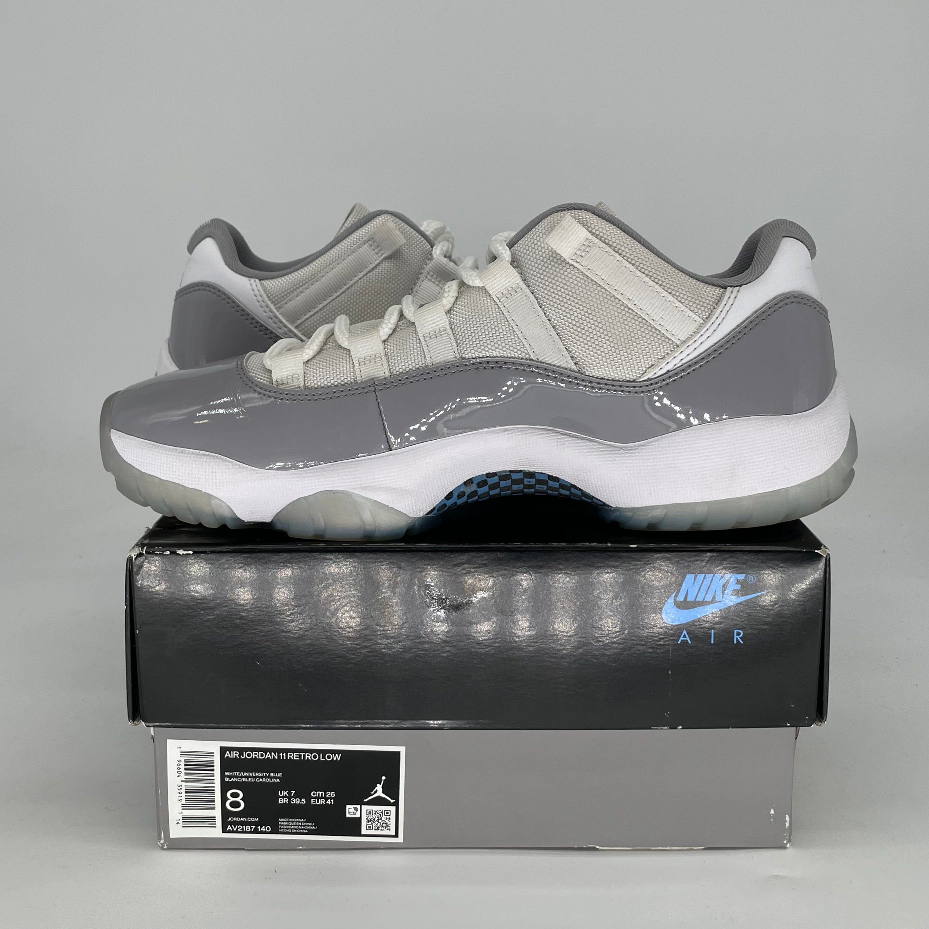 AIR JORDAN 11 LOW CEMENT GREY AV2187-140 SIZE 8/9.5W