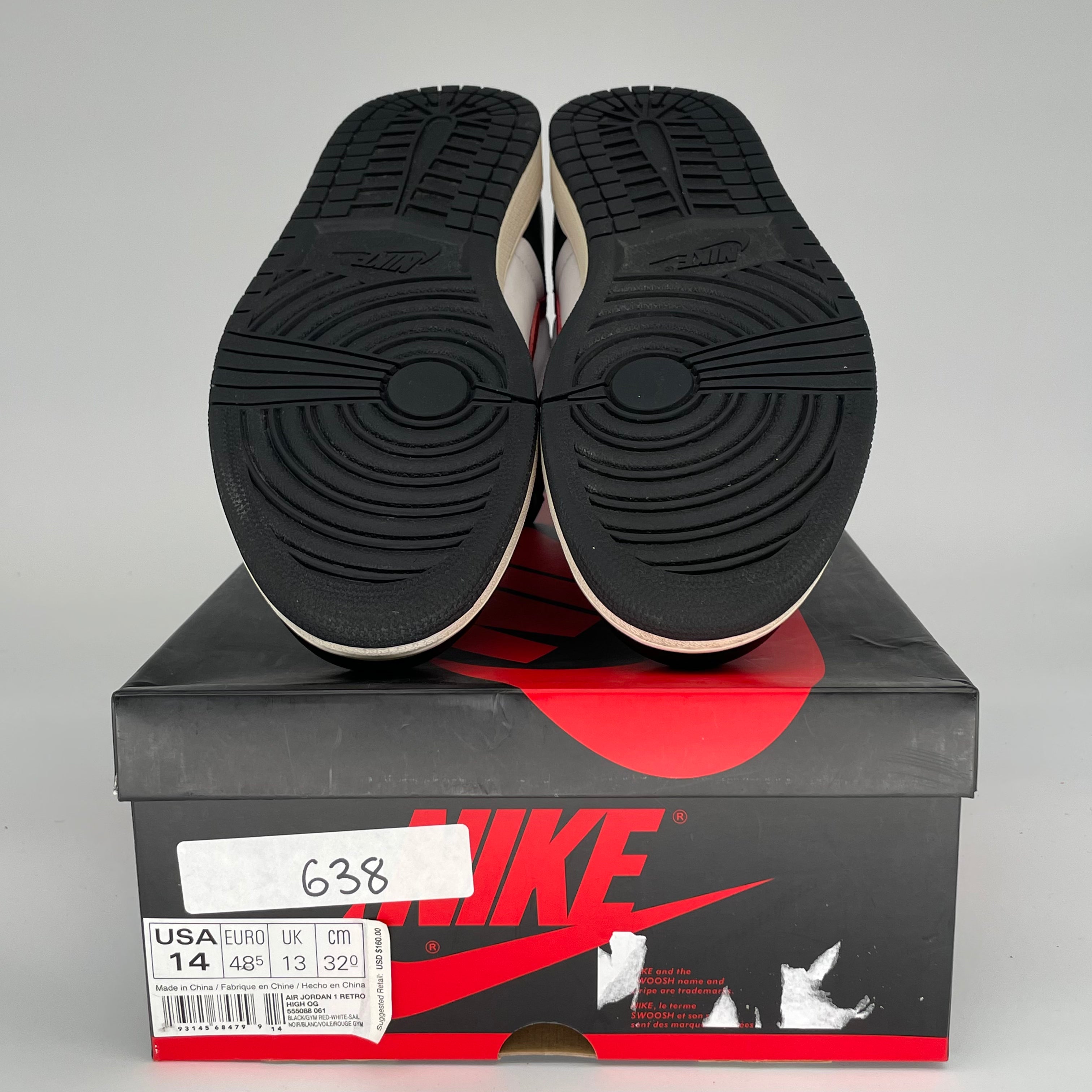 AIR JORDAN 1 BLACK GYM RED 555088-061 SIZE 14/15.5W